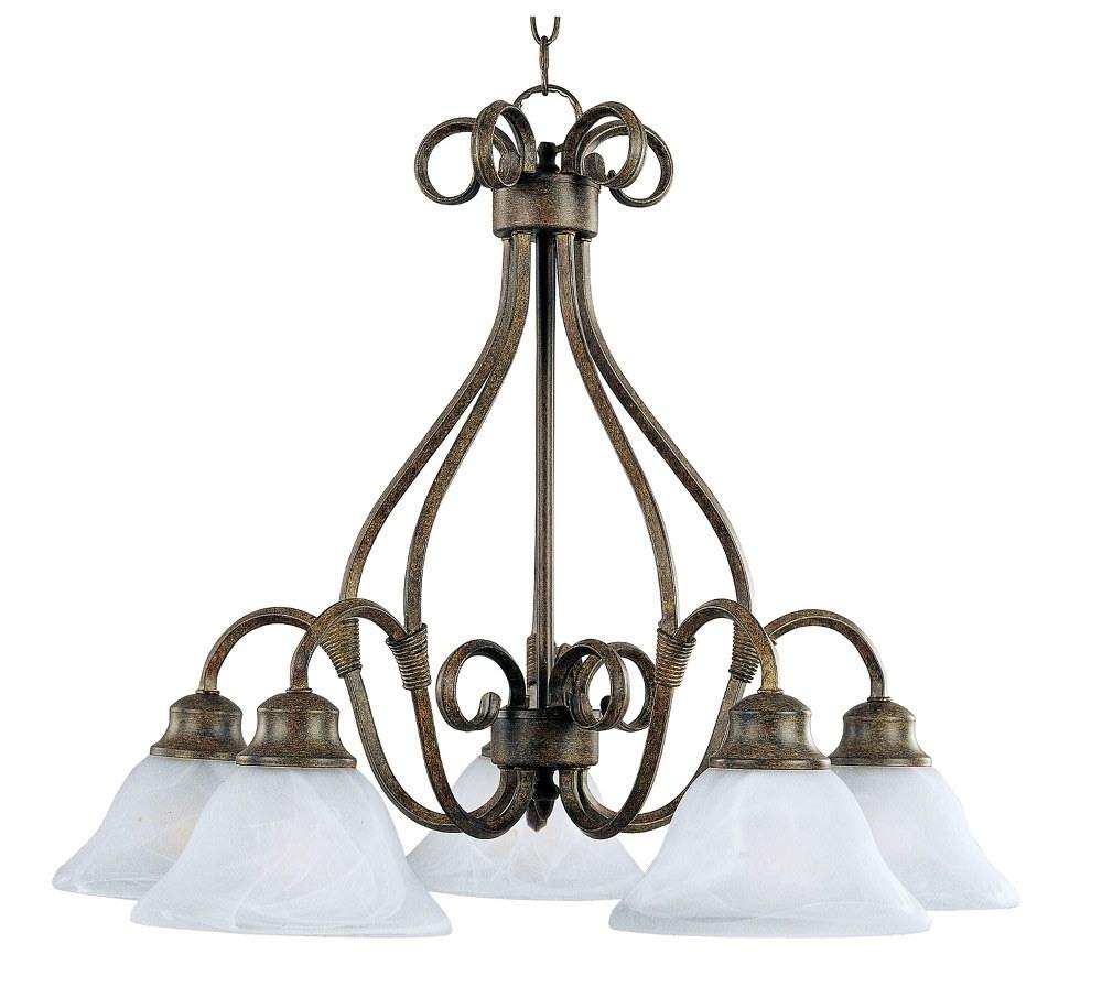 Maxim Pacific 5-Light Traditional Chandelier - Flush Mount Ceiling Light Fixture for Dining Room, Bedroom & Living Room - Elegant Lighting Solution for Home Decor
