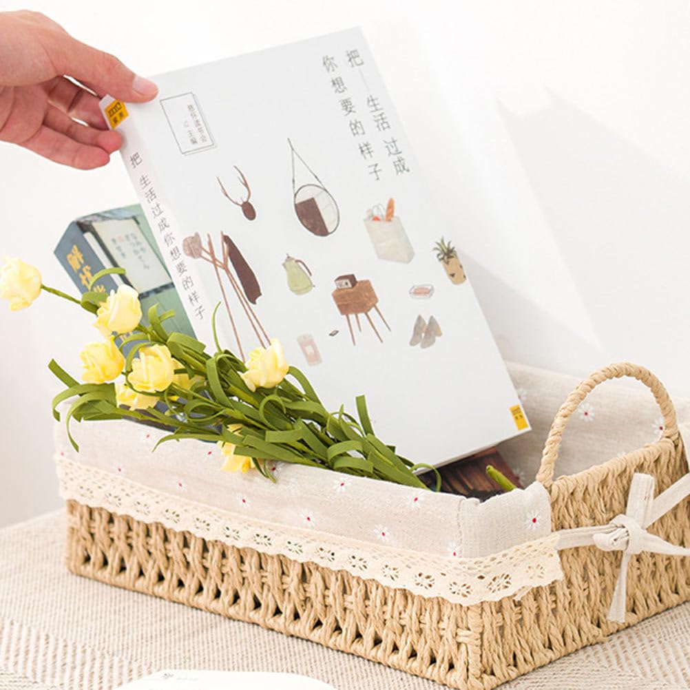 DOITOOL Woven Bread Basket with Removable Liner - Rattan Serving Basket for Bread, Fruits, Pantry Storage & Tabletop Display - Perfect for Kitchen, Dining Room, and Farmhouse Decor