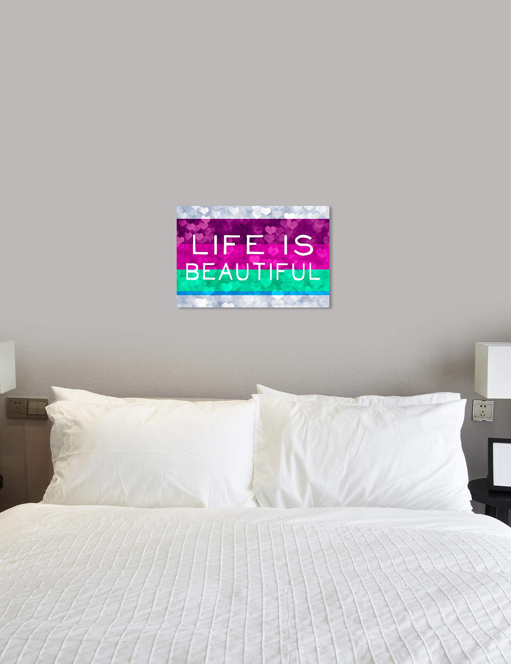 Beautiful Stripes Typography Wall Art Canvas Print - 30x20 Inches Purple & Green Home Decor by Oliver Gal Artist Co. | Perfect for Living Room, Bedroom & Office Decor