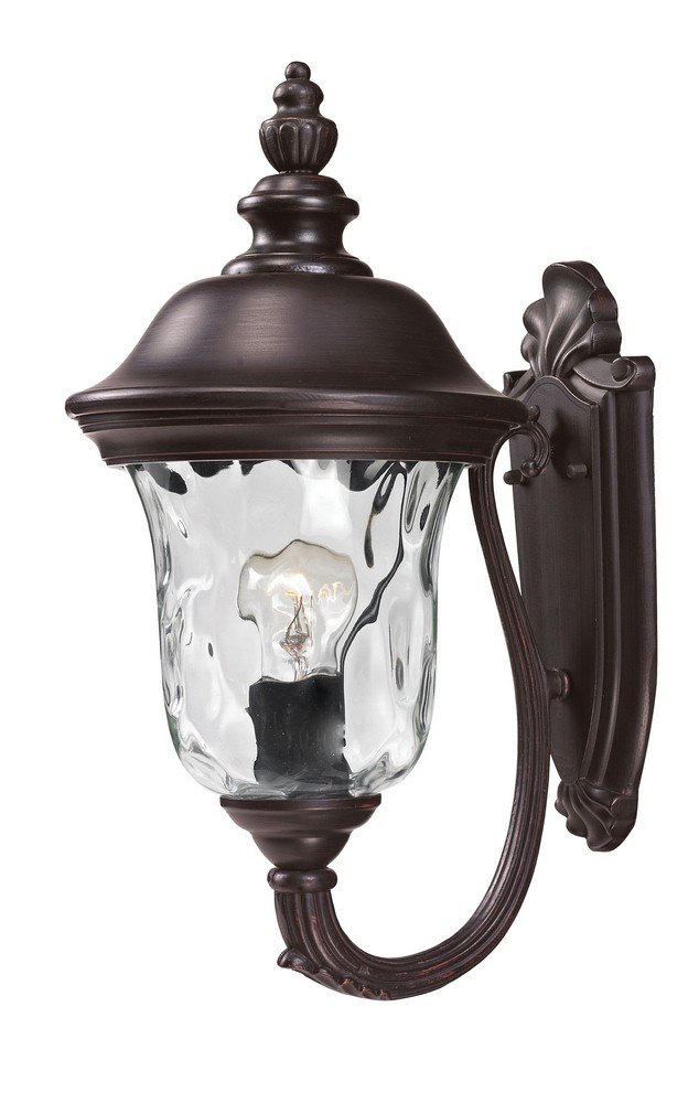 Z-Lite 533S-RBRZ Armstrong Outdoor Wall Light - Durable Aluminum Frame with Bronze Finish & Clear Water Glass Shade - Perfect for Porch, Patio, Garden, and Exterior Home Lighting