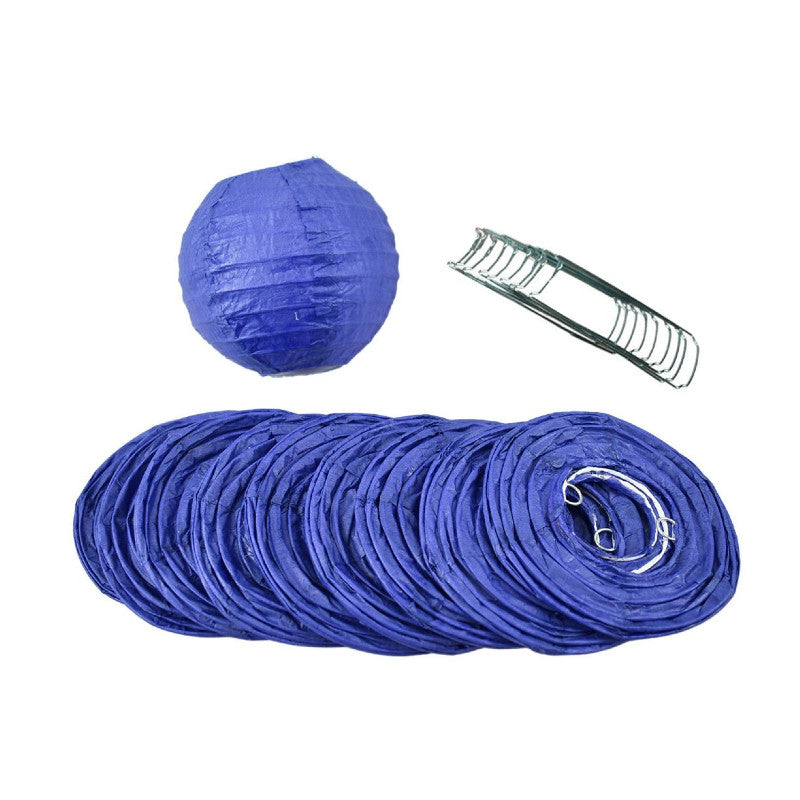 4 Pack Dark Blue Round Paper Lanterns with Even Ribbing - Hanging Party Decorations for Weddings, Birthdays & Home Decor (String Lights Sold Separately)