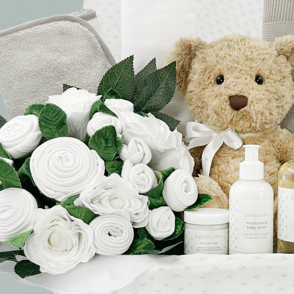 Premium White Welcome to the World Baby Gift Hamper - Perfect for Newborn Celebrations, Baby Showers & Hospital Visits