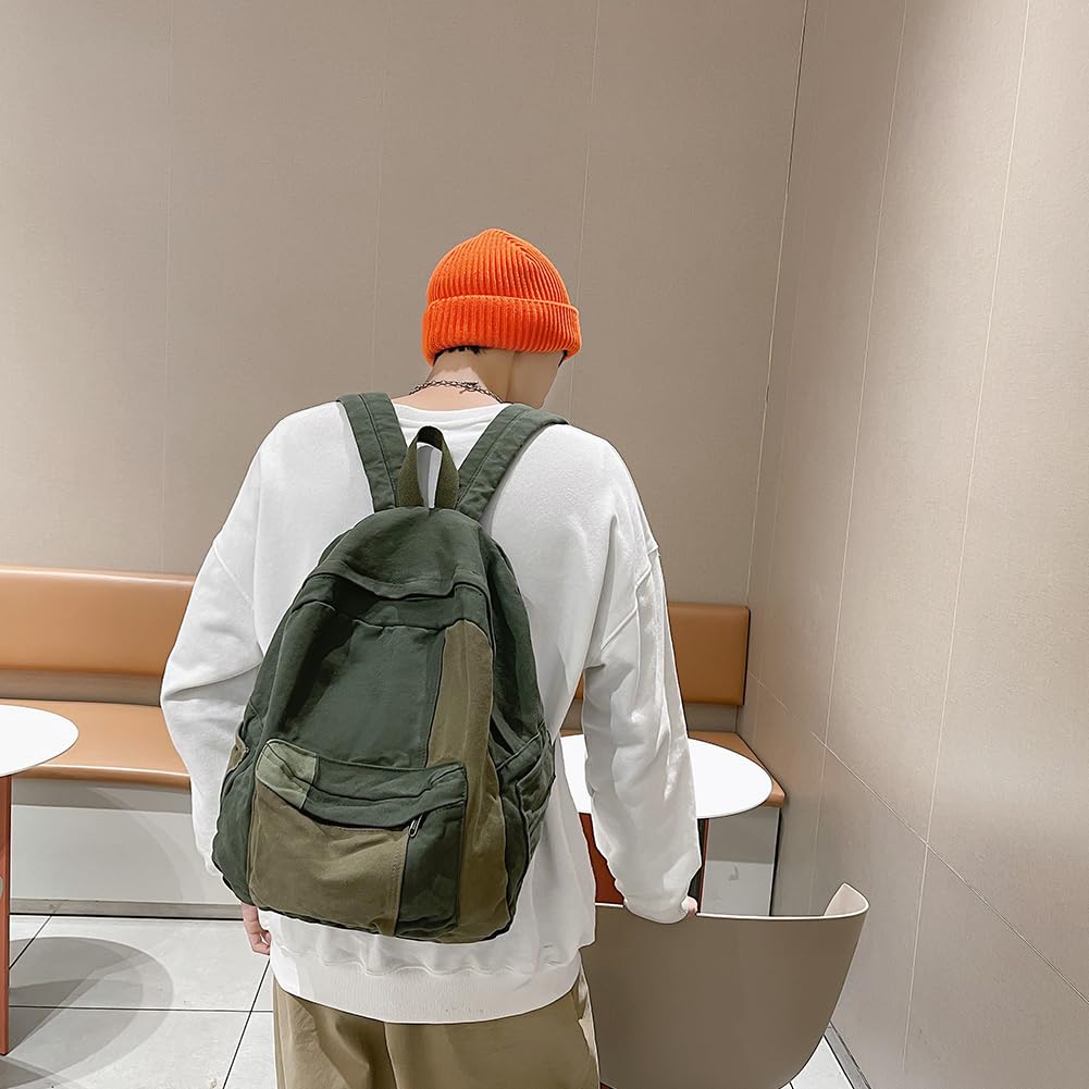 DKIIL NOIYB Canvas Backpack - Lightweight Laptop Backpack for Women & Men, Grunge Aesthetic Travel Daypack with Contrast Colors - Perfect for School, Work, Commuting and Urban Adventures