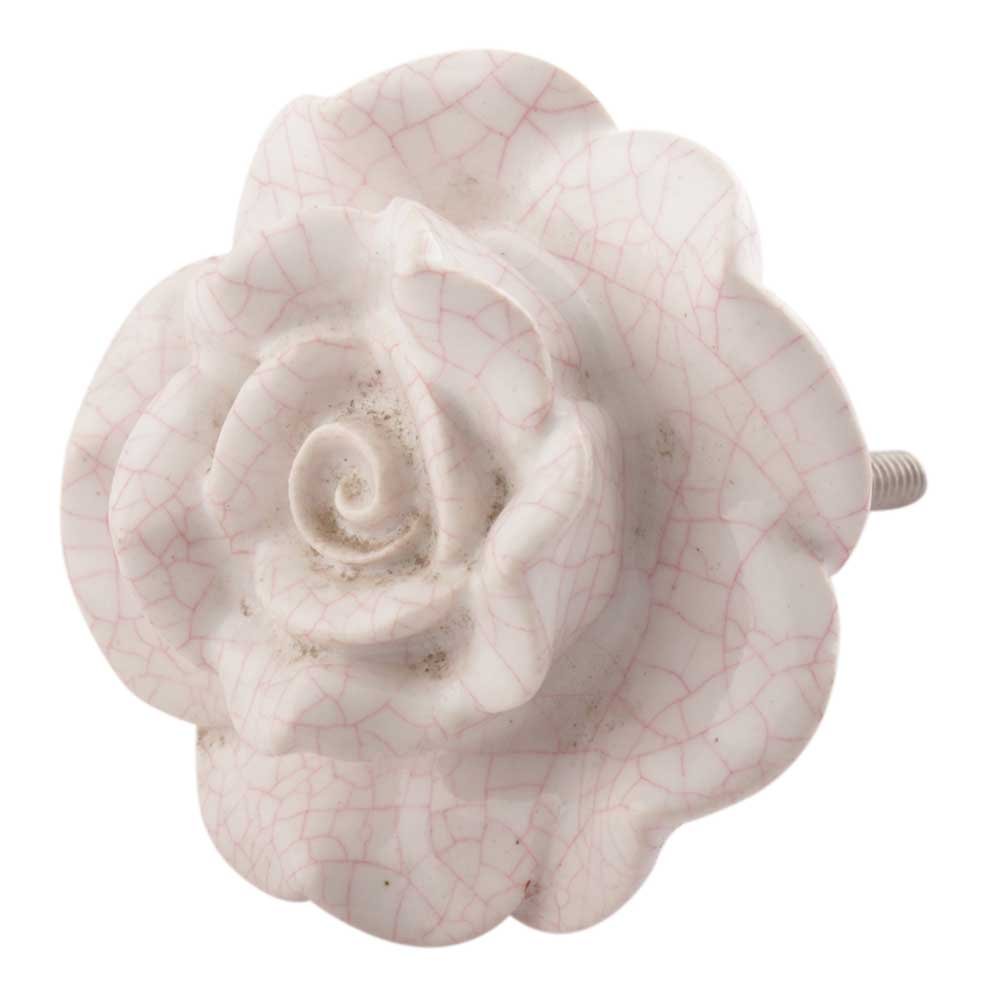 Premium Ceramic Rose Knobs - 20pcs White Drawer Pulls for Kitchen Cabinets & Dressers