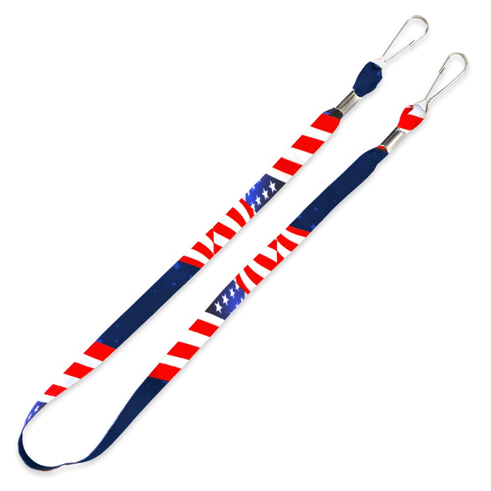 PinMart Patriotic Double Hook Mask Lanyard - Adjustable & Comfortable Face Mask Holder for Nurses, Teachers & Healthcare Workers - Perfect for Work, School & Travel