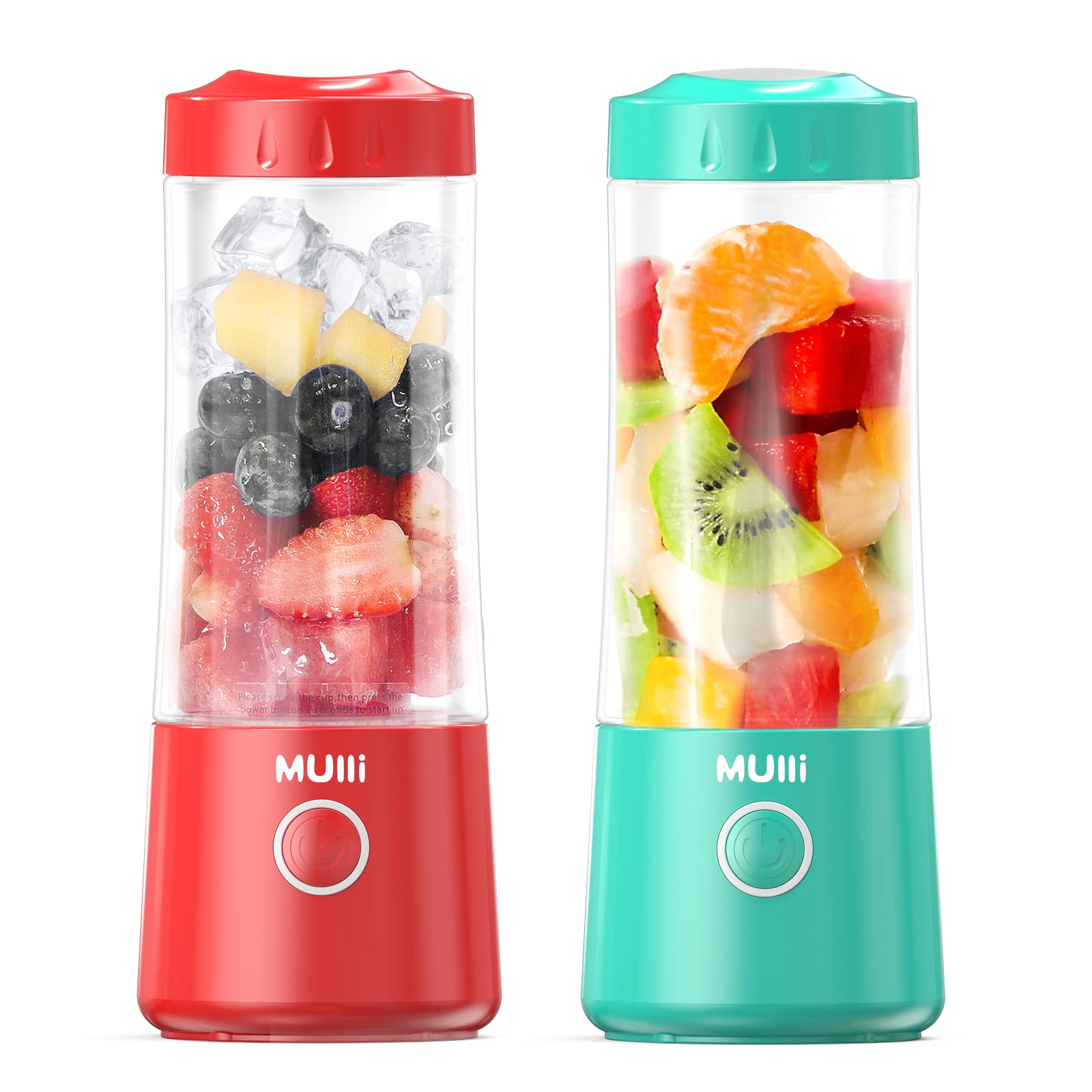 Mulli Portable Blender 16oz USB Rechargeable Personal Mini Blender - 6 Stainless Steel Blades for Smoothies, Protein Shakes & Baby Food - Perfect for Travel, Gym, Office & Home Use