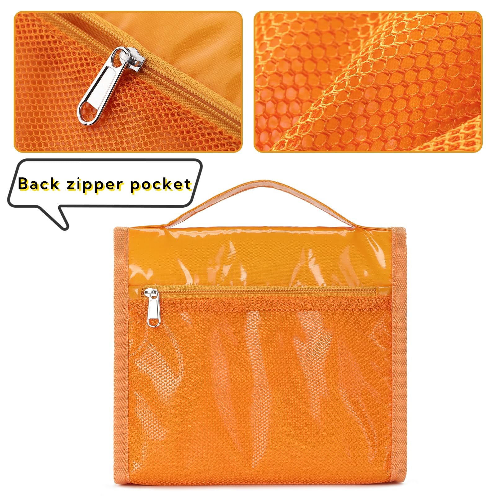 Waterproof Hanging Toiletry Bag for Travel - Large Capacity Makeup Organizer with Multiple Compartments for Men & Women - Perfect for Shaving Kit, Full-Sized Toiletries & Cosmetics Storage - Ideal for Camping, Gym, Business Trips & Vacation (Orange)