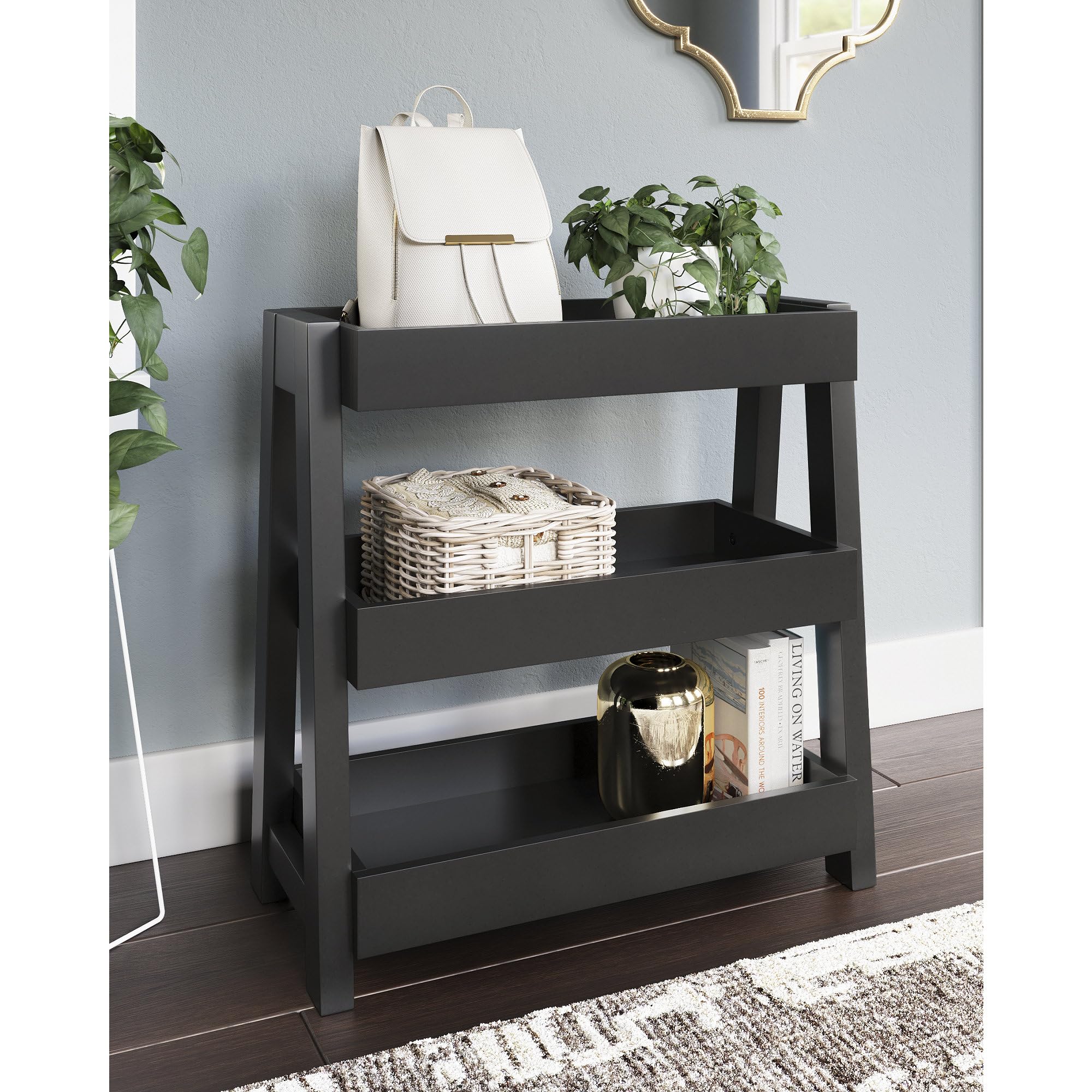 Signature Design by Ashley Blariden Modern Kids' Accent Shelf - Charcoal Gray | Stylish Storage for Bedroom, Playroom & Nursery Decor