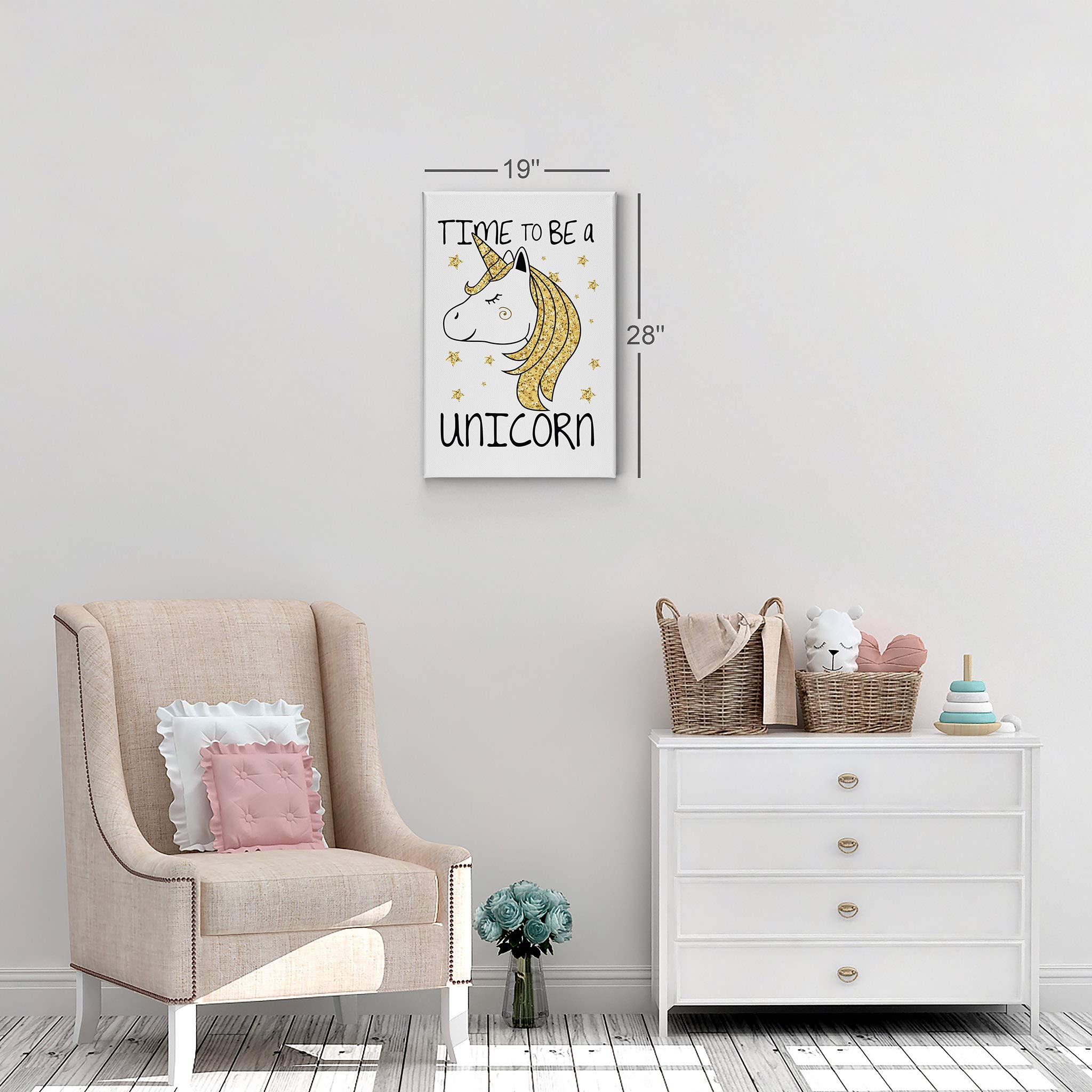Time To Be A Unicorn Canvas Wall Art - 40x30 Inch Inspirational Quote Print for Kids Room, Nursery & Baby Room Decor - Ready to Hang Made in USA | Perfect for Birthday Gifts, Bedroom Wall Decor & Unicorn Themed Parties