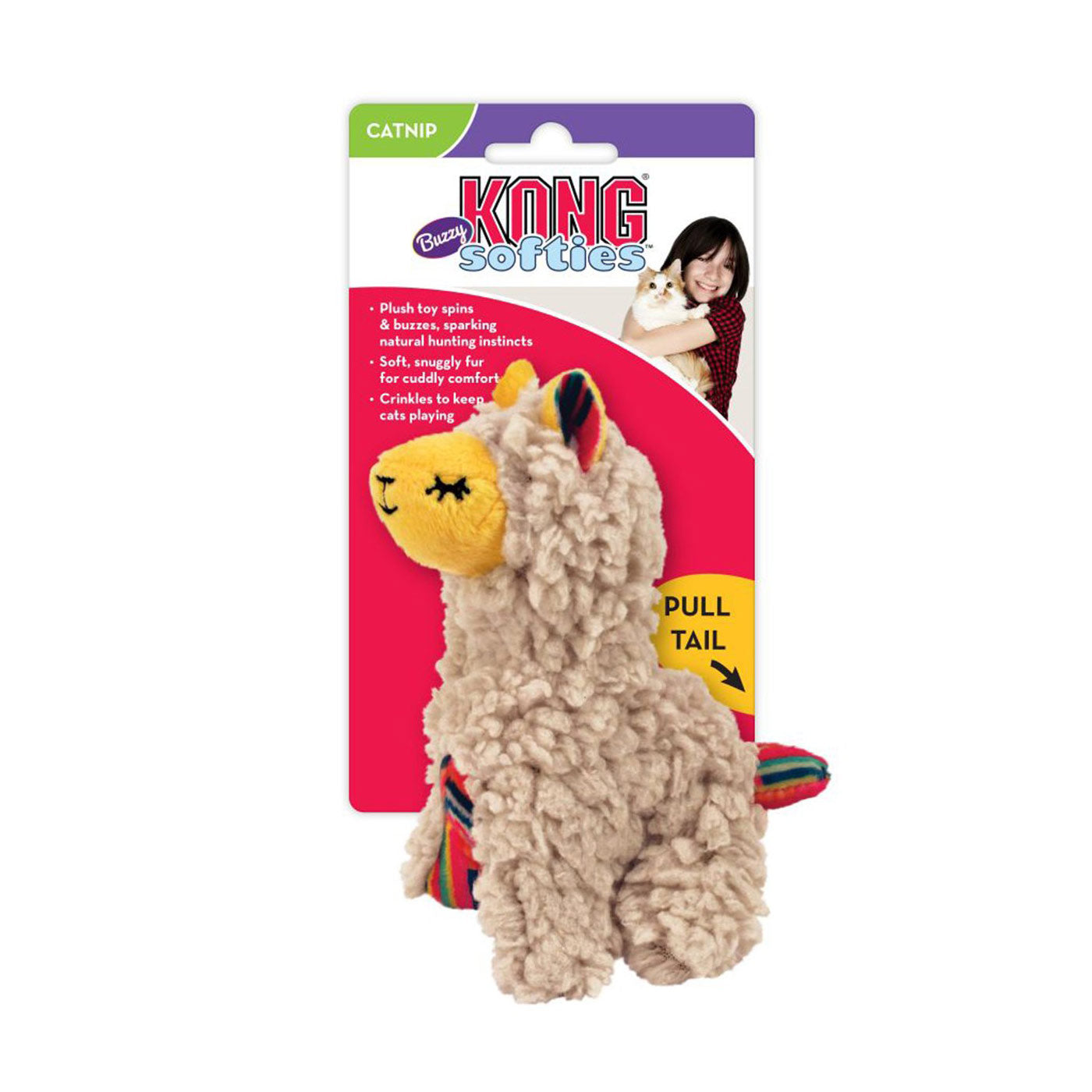 KONG Softies Buzzy Llama - Durable Dog Chew Toy for Small & Medium Breeds - Interactive Plush Puppy Teething Toy - Perfect for Playtime, Training & Anxiety Relief