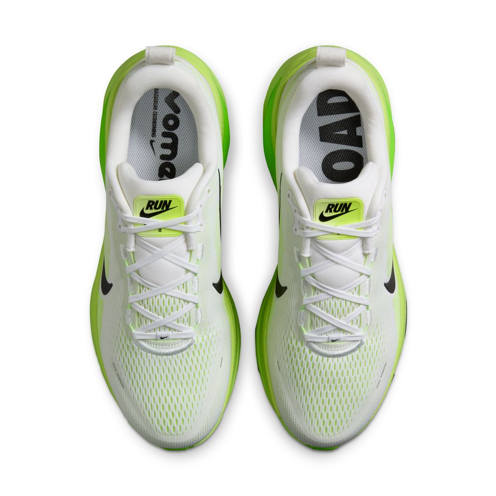 Nike Men's Vomero 18 Running Shoes - White/Black/Electric Green Volt | Cushioned Road Running Sneakers for Marathon Training & Daily Jogging