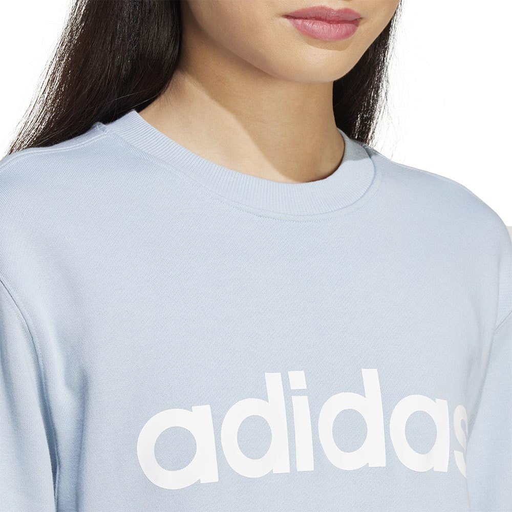Adidas Essentials Linear French Terry Sweatshirt for Women | Comfortable Pullover Hoodie | Casual Wear, Gym, Lounge & Everyday Outfits