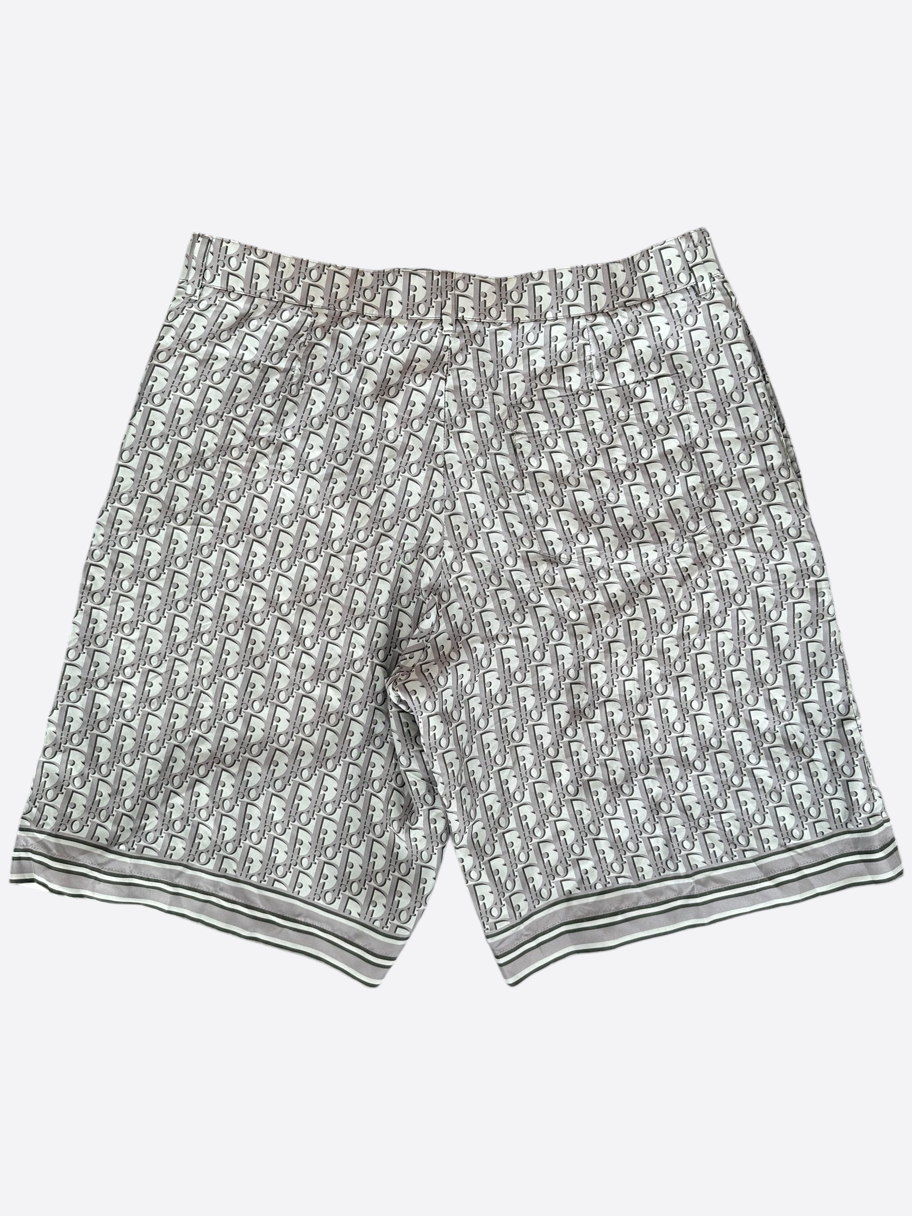 Dior Grey Oblique Silk Shorts for Women - Luxury High Waist Summer Fashion Shorts | Perfect for Beach, Vacation, and Casual Outings