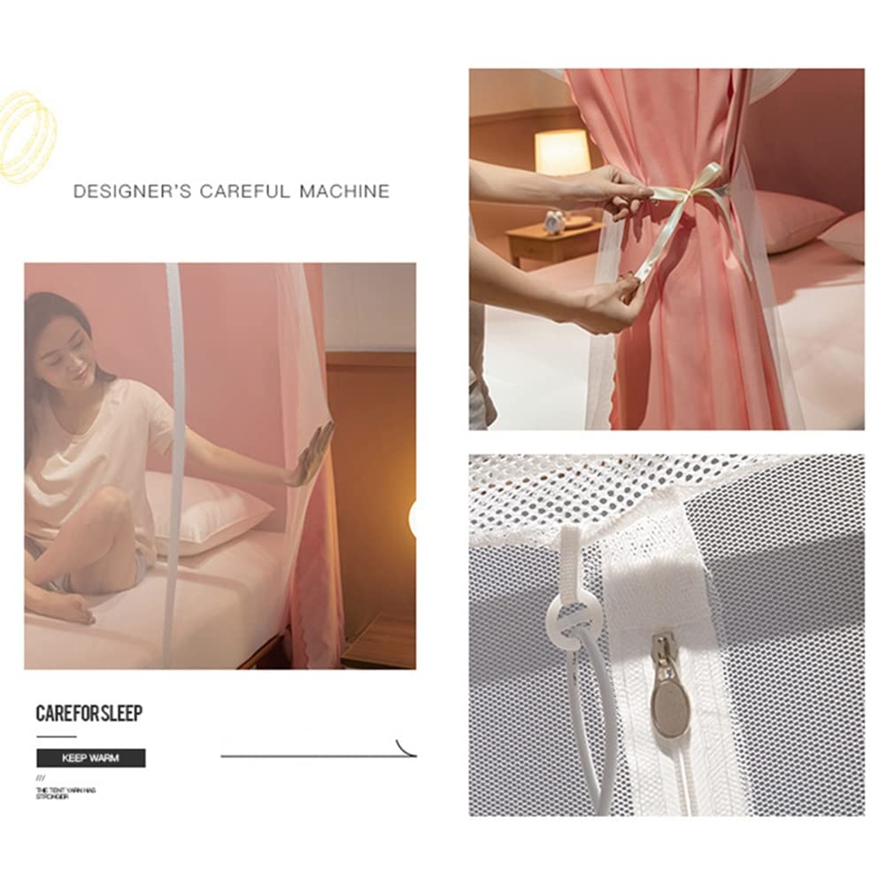 360° Full Coverage 4 Corner Post Bed Canopy with Mosquito Net - Dustproof & Blackout Bed Curtain for Single/Double Beds - Includes Metal Stand & Zipper - Perfect for Bedroom Privacy, Allergy Protection & Romantic Decor