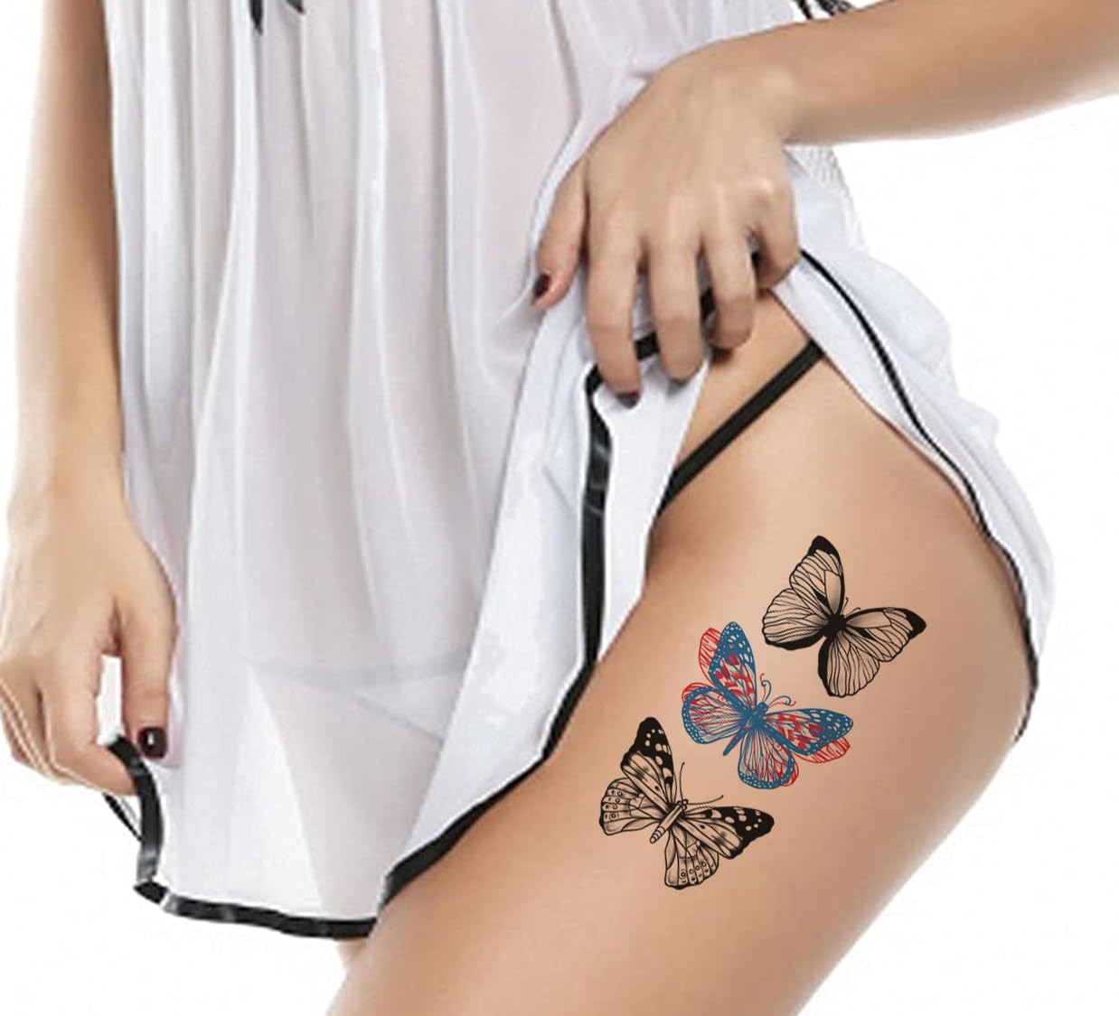 3D Temporary Tattoo Stickers for Men & Women - Waterproof Fake Tattoos with Flowers, Butterflies, Stars & Angel Designs - Realistic Body Art for Adults & Teens (17x9.5cm) - Perfect for Parties, Halloween, Cosplay & Honeymoon Getaways