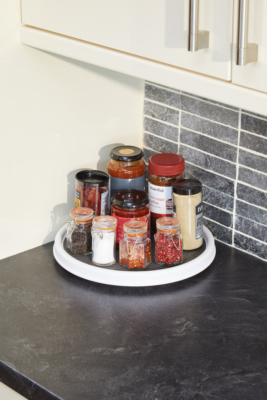 Copco White Lazy Susan Turntable - 11.5 Inch Rotating Organizer for Kitchen, Pantry, Spice Rack & Dining Table - Durable Plastic Storage Solution for Condiments, Spices & Snacks