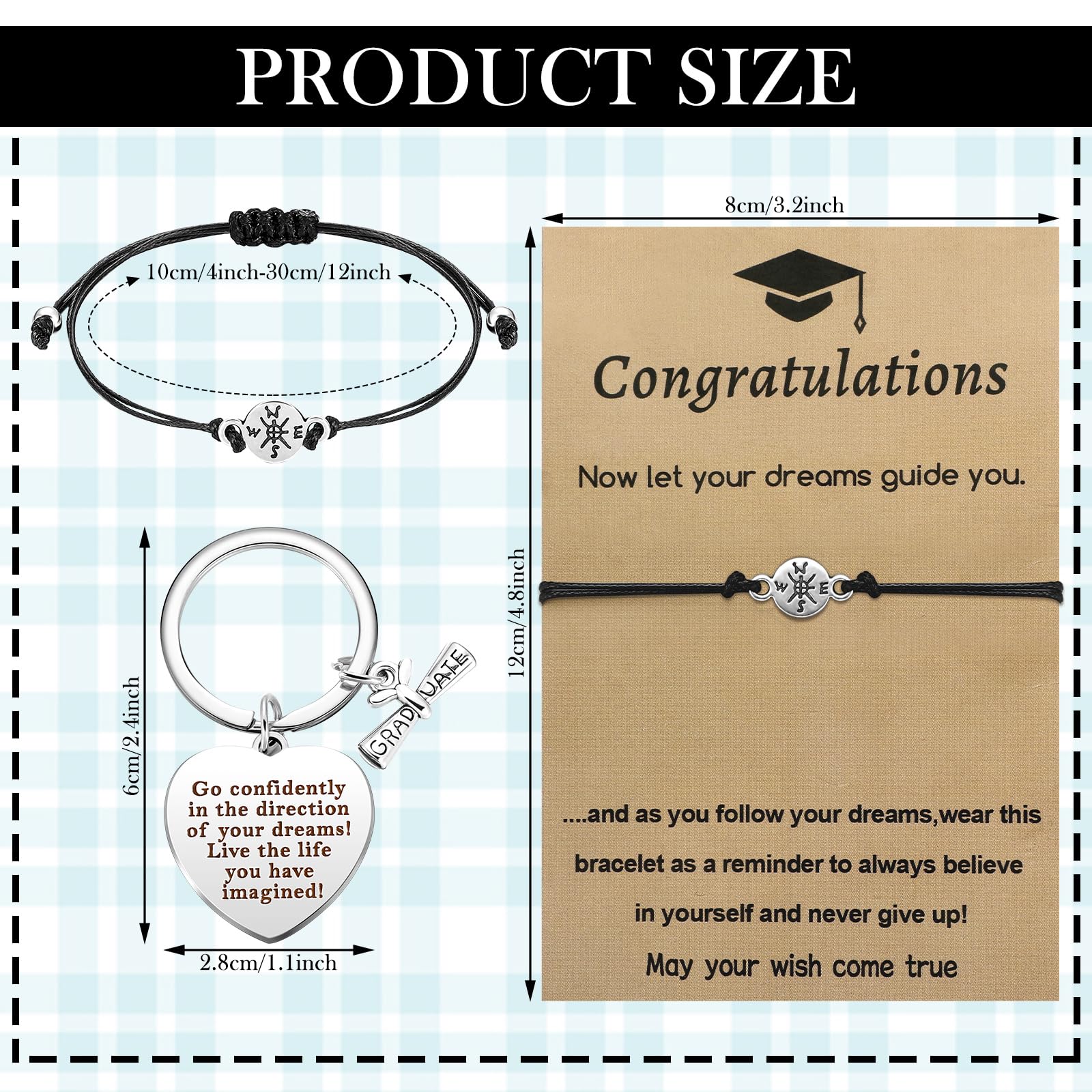 Sureio 24-Piece Class of 2025 Graduation Gift Set - Bulk Graduation Bracelets & Keychains - Inspirational Gifts for Men & Women (Classic) - Perfect for High School & College Graduation Parties, Commencement Ceremonies & Senior Year Celebrations