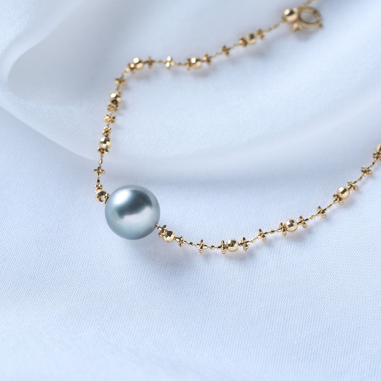 18K Solid Gold Tahitian Pearl Bracelet for Women - Elegant Handmade Jewelry Gift for Birthday, Anniversary & Special Occasions (KB00052)