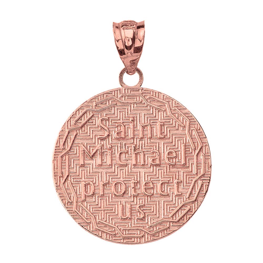 10k Gold Saint Michael Protect Us Coin Charm Pendant for Necklace - Religious Jewelry for Men & Women - Spiritual Protection Gift for Baptism, Confirmation, First Communion