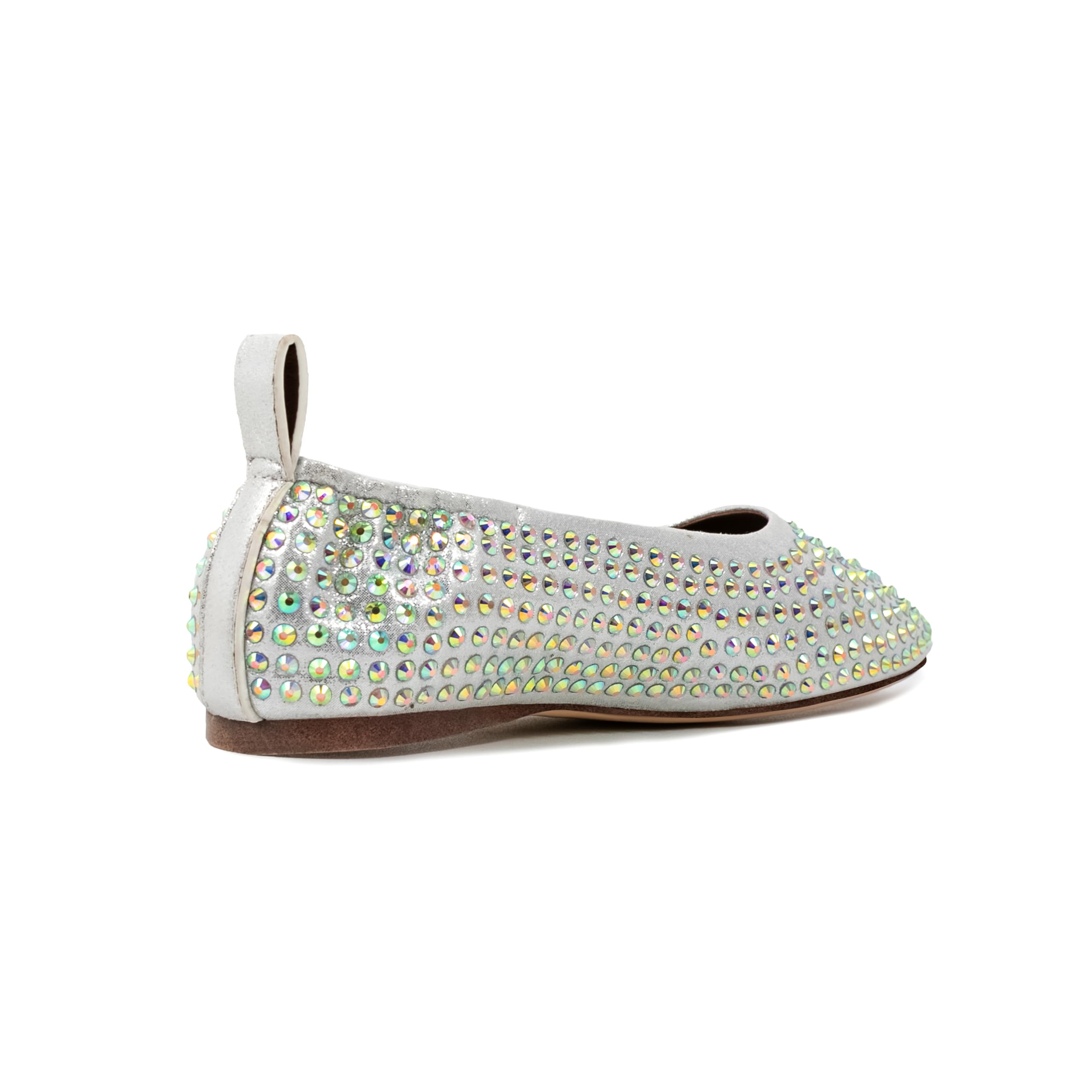 Sparkling Rhinestone Round Toe Ballet Flats for Women - Silver Comfortable Rubber Sole Casual Shoes | Perfect for Office, Parties & Everyday Wear