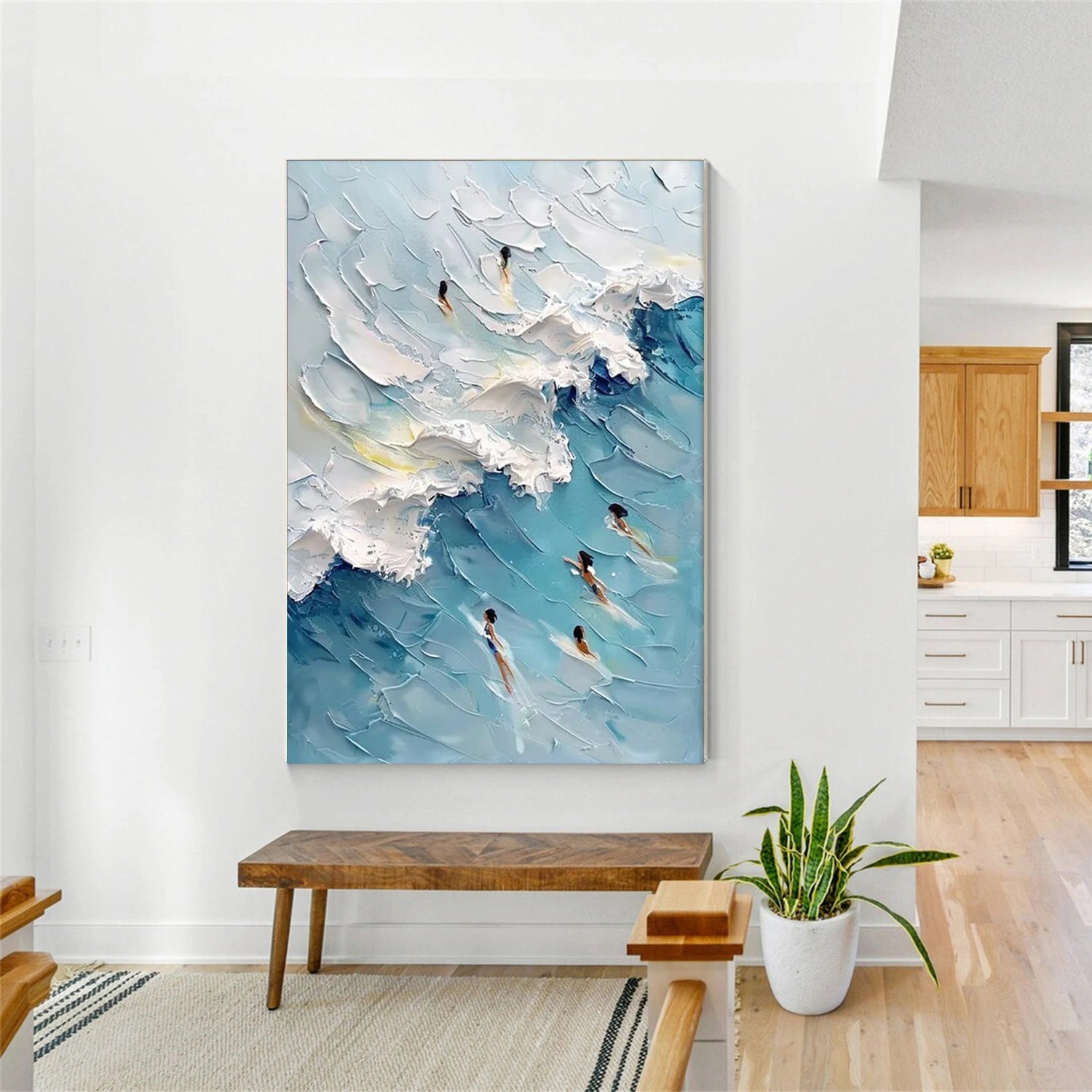 Textured Canvas Painting of Swimming Sport - Wall Art Decor for Home, Office & Gym - #SA008