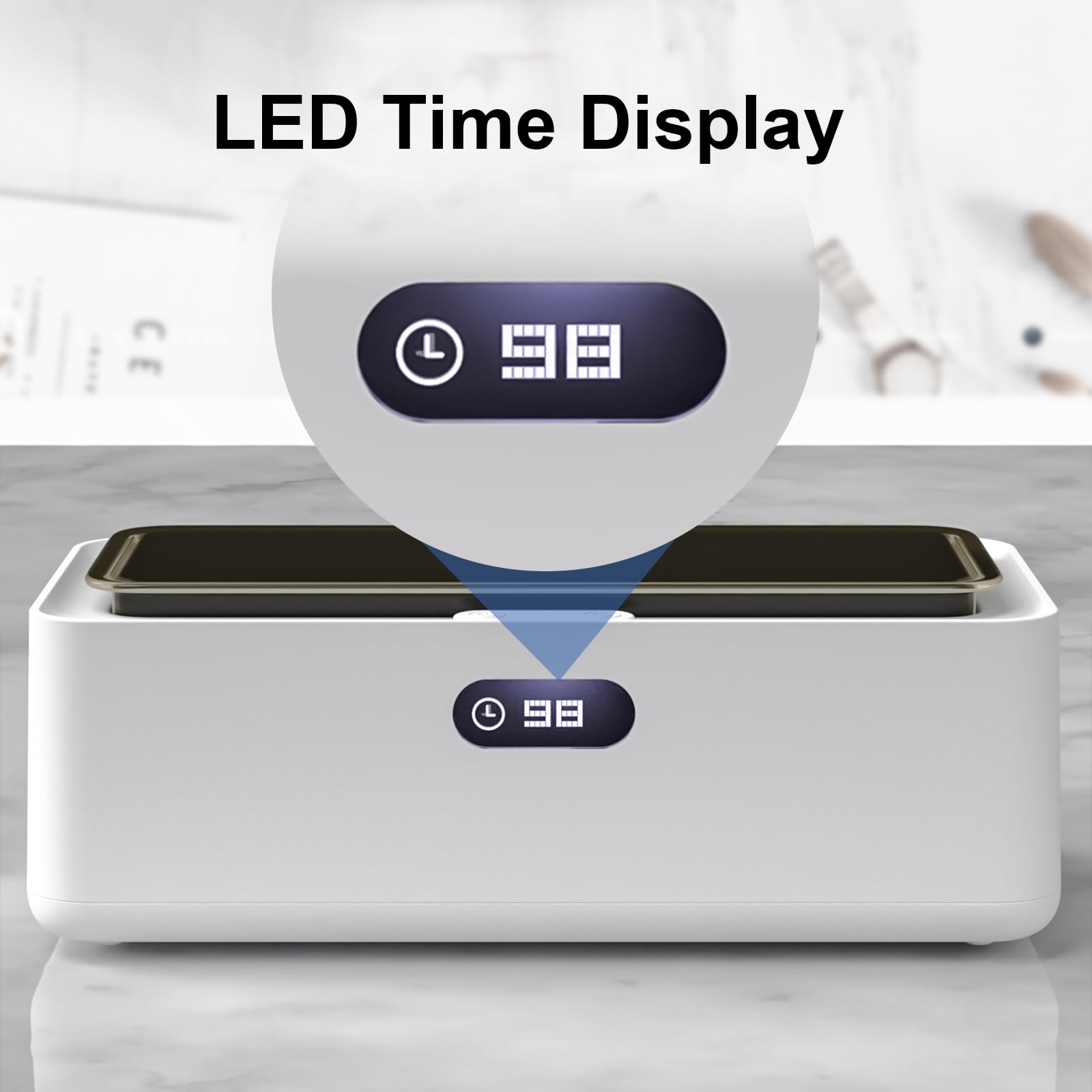 17oz (500ml) 45KHz Ultrasonic Jewelry Cleaner Machine - Professional Portable Cleaner with LED Display & Timer for Jewelry, Eyeglasses, Watches, Dentures, Rings, Razors - Perfect for Home, Jewelry Stores & Travel Use
