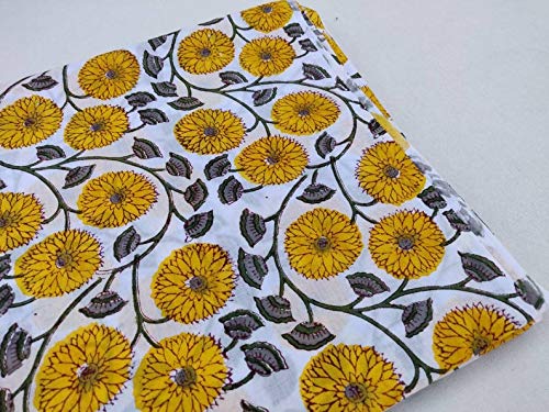 Authentic Jaipur Floral Printed Cotton Fabric by the Yard - Soft & Breathable Indian Print Cloth for Scarves, Cushion Covers, Sofa Covers & Summer Dresses (50 Yards) - Perfect for Home Decor, DIY Crafts & Fashion Accessories