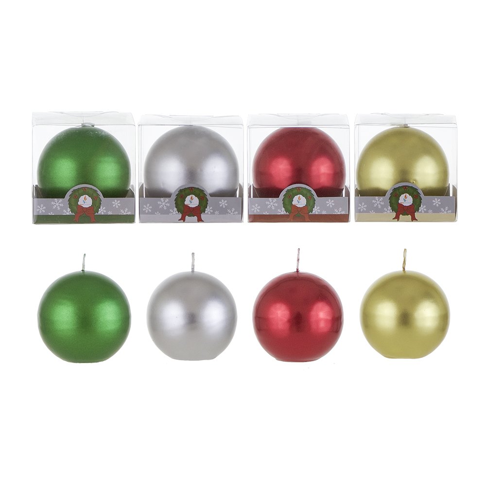 Metallic Ball Candles Set of 4 - Unscented 3