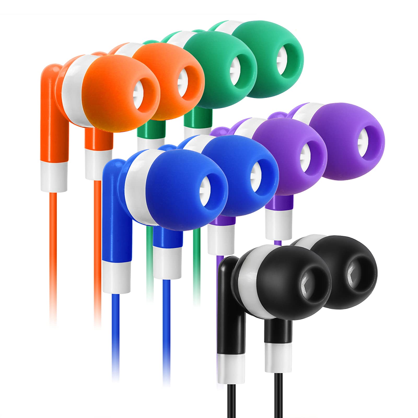 30 Pack Bulk Wired Stereo Earbuds for Kids - Multi Color Classroom Headphones for Students & Teachers | Durable School Earphones for Learning, Online Classes & Music Listening