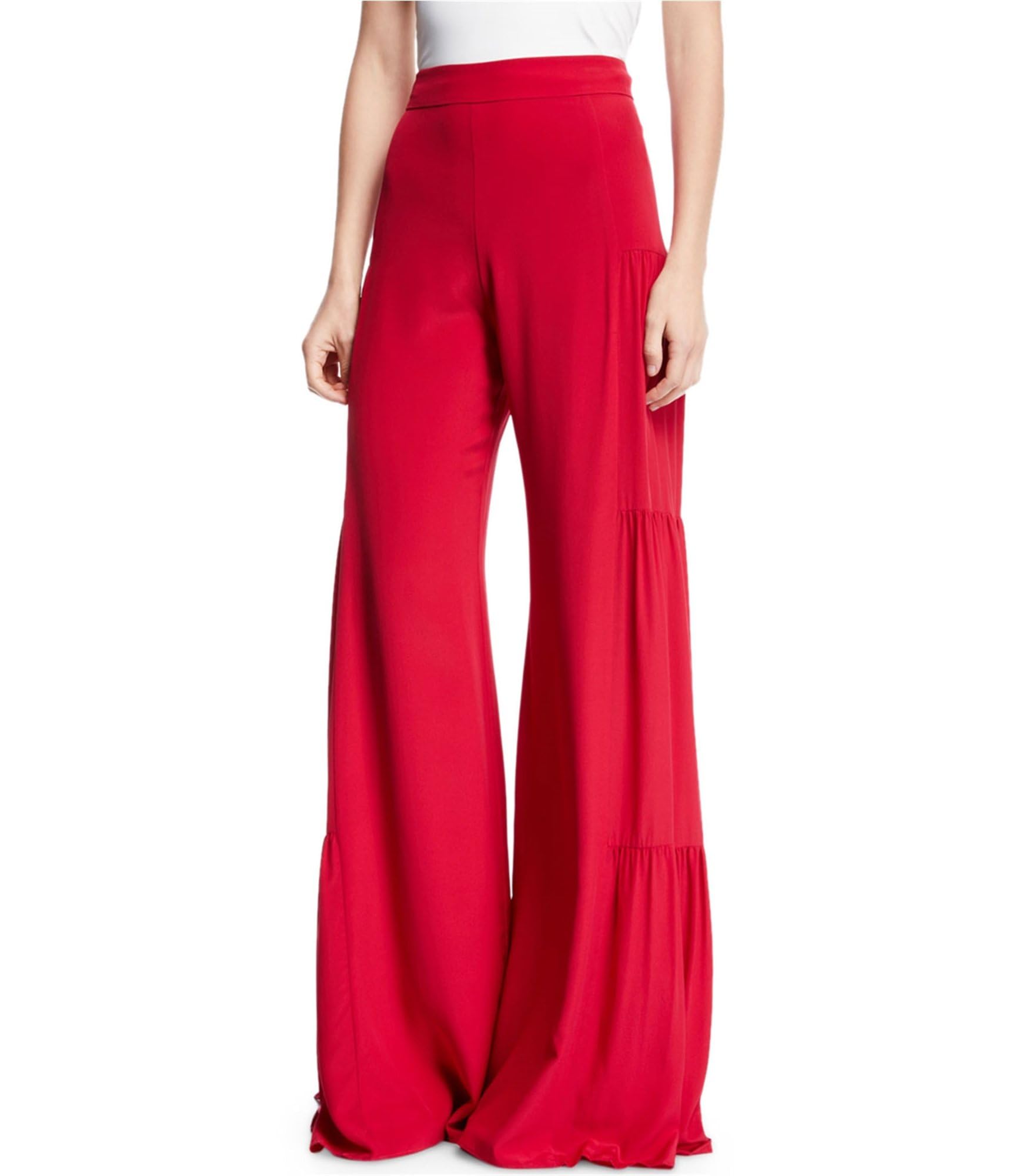 Alexis Women's Red Silk Wide Leg Dress Pants - Small | Elegant & Comfortable Formal Wear for Office, Party & Special Occasions