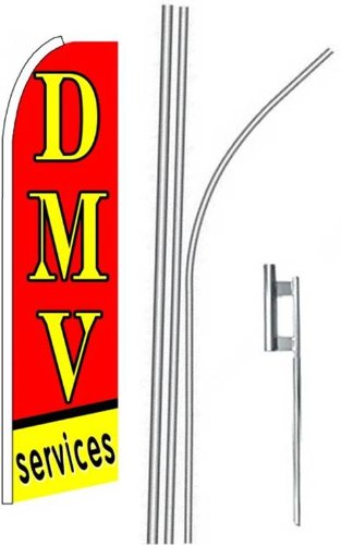2-Pack DMV Services 15' Swooper #4 Feather Flag Kit - Perfect for Car Dealerships, Government Offices & Outdoor Advertising
