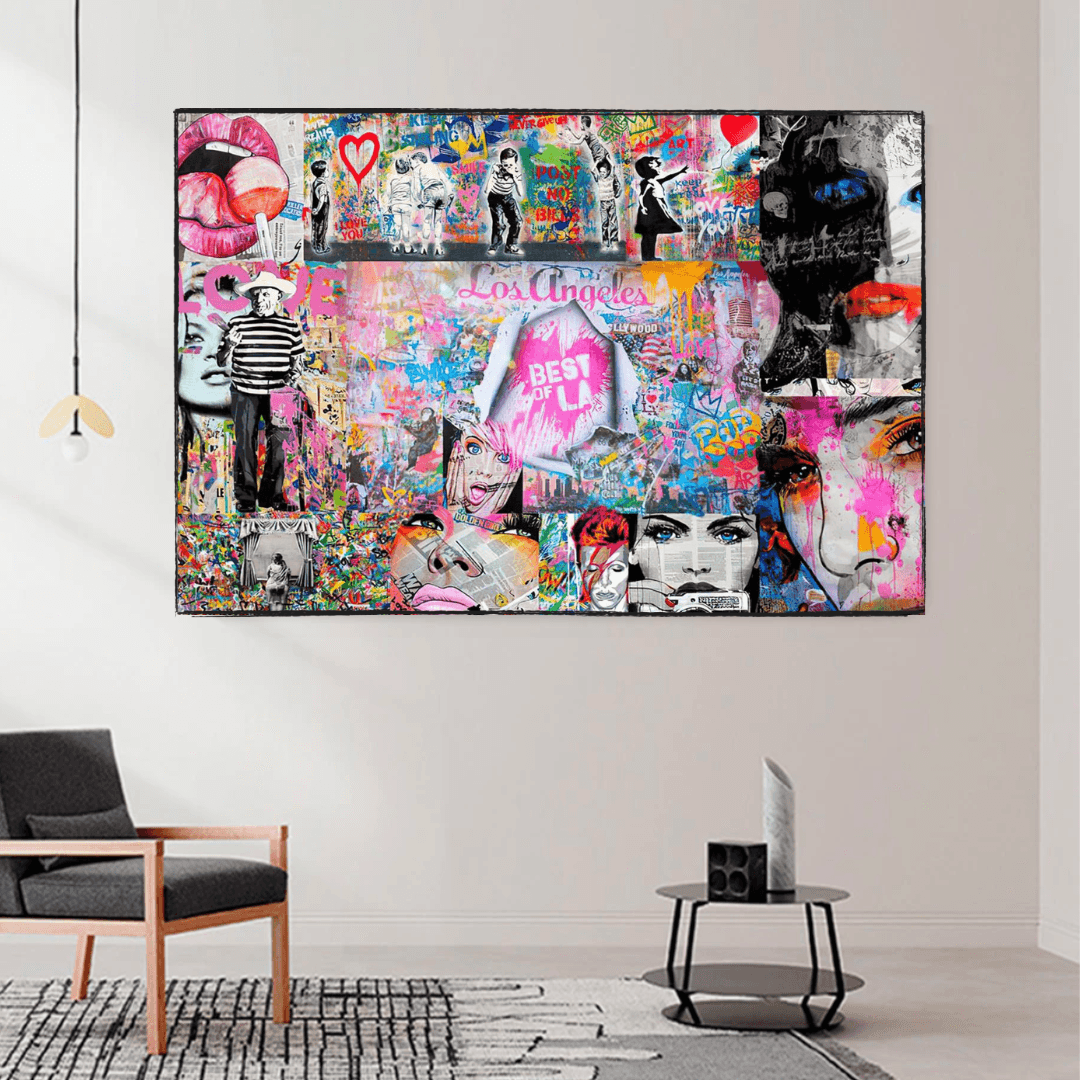 Banksy Los Angeles Hollywood Canvas Wall Art - Urban Street Art Decor for Living Room, Bedroom & Office - Unique Gift for Art Lovers