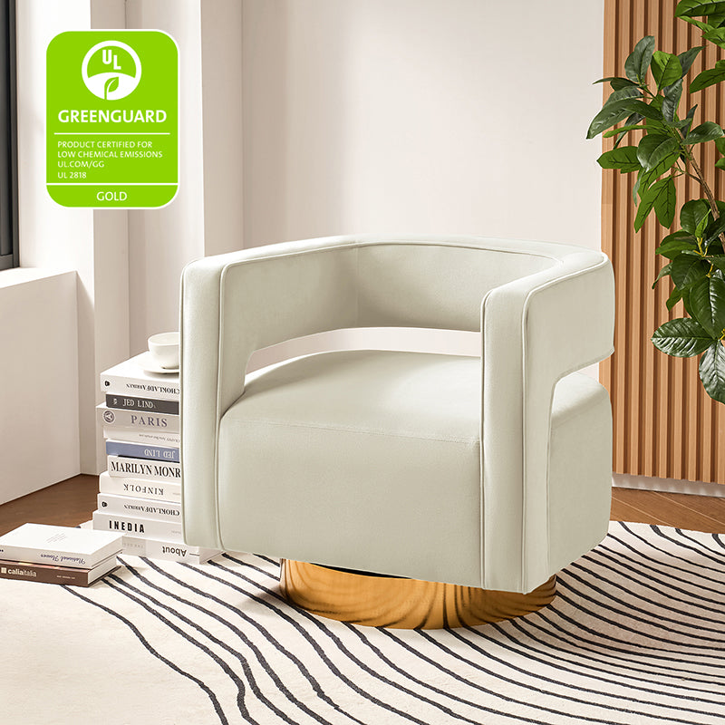 Agata Velvet Swivel Barrel Armchair - Modern Velvet Accent Chair with 360° Rotation for Living Room, Bedroom & Office