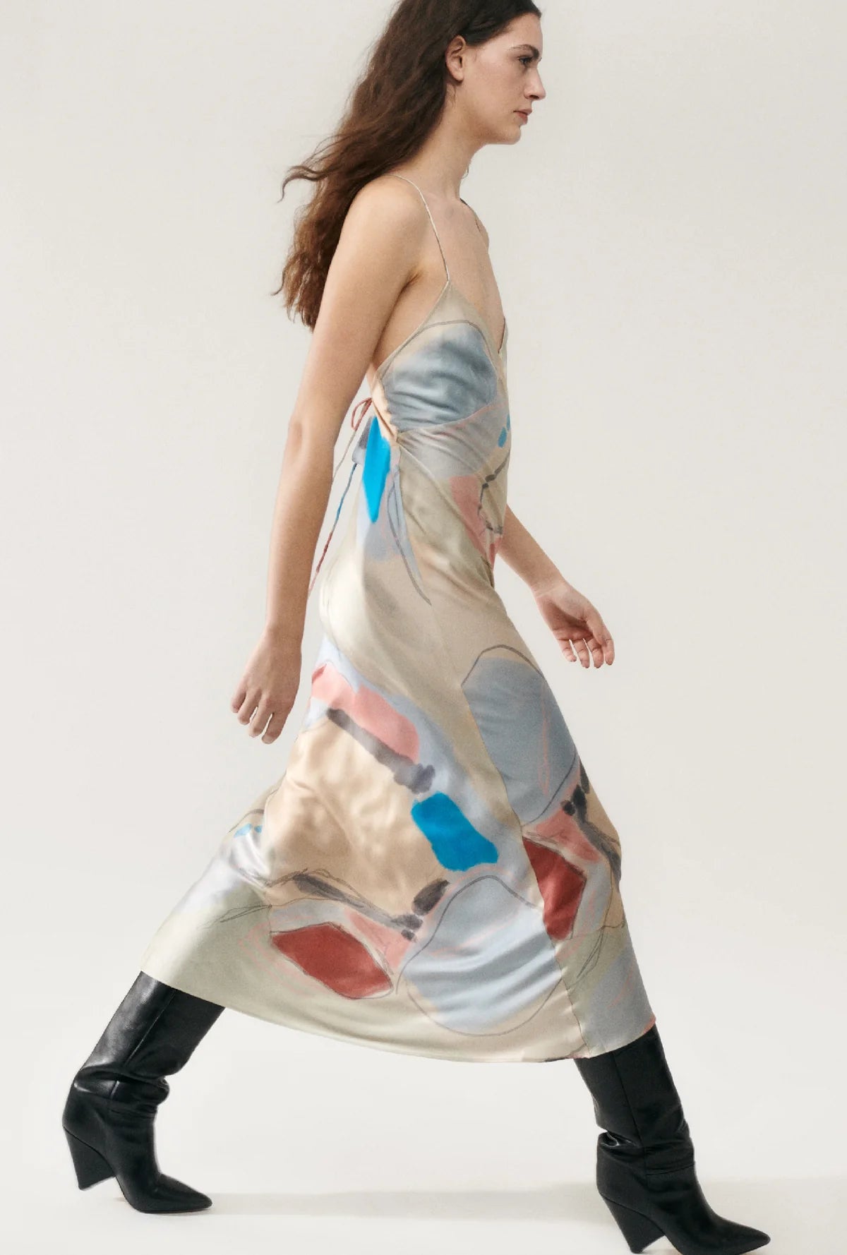 Deco Rouleau Expressionist Print Dress - Vintage Inspired Flowy Maxi Dress for Women | Perfect for Boho Chic Style, Art Gallery Events & Summer Vacations