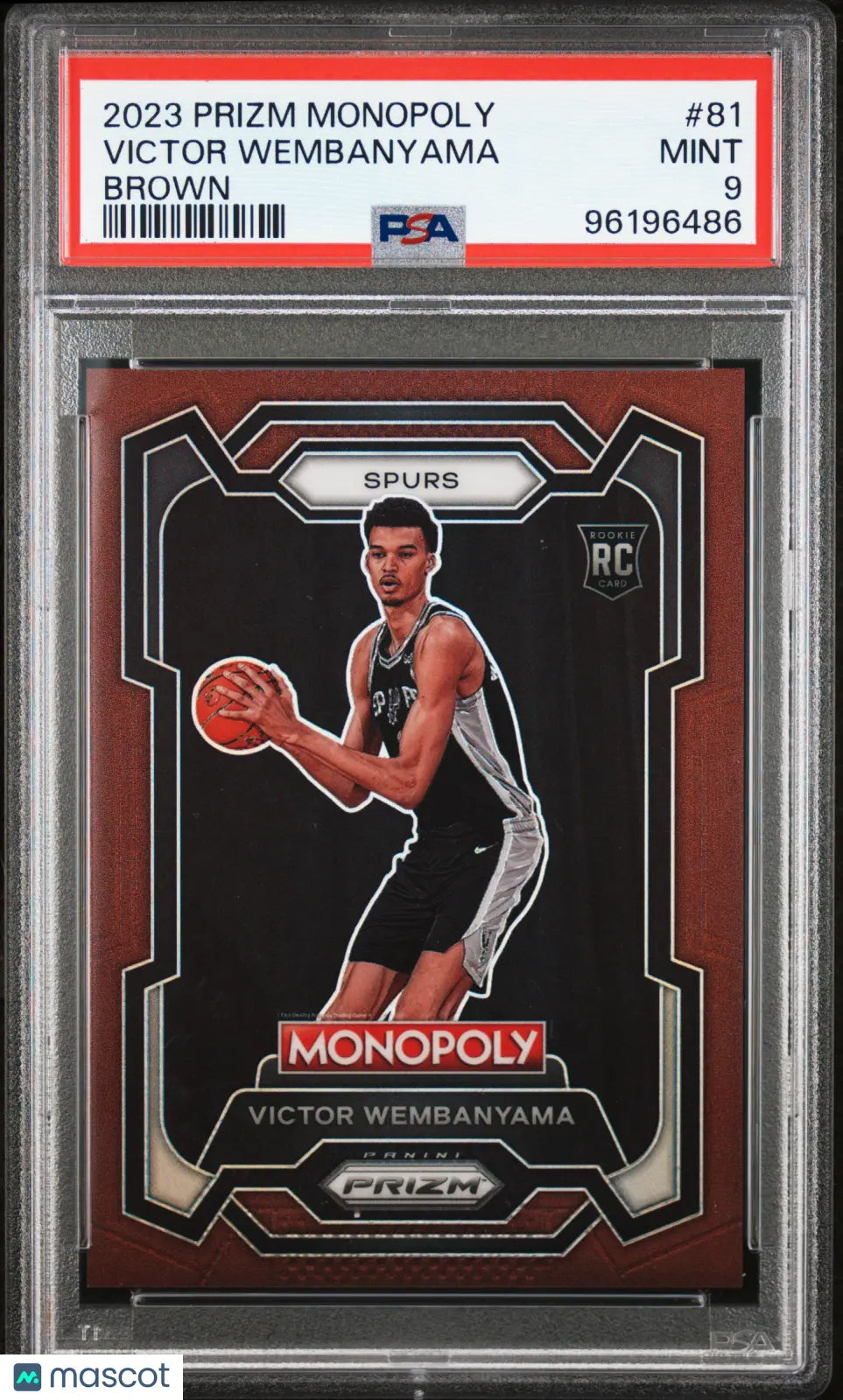 2023 Panini Prizm Monopoly Victor Wembanyama Rookie Card Brown Prizm PSA 9 /249 - Rare Basketball Collectible for Fans & Investors