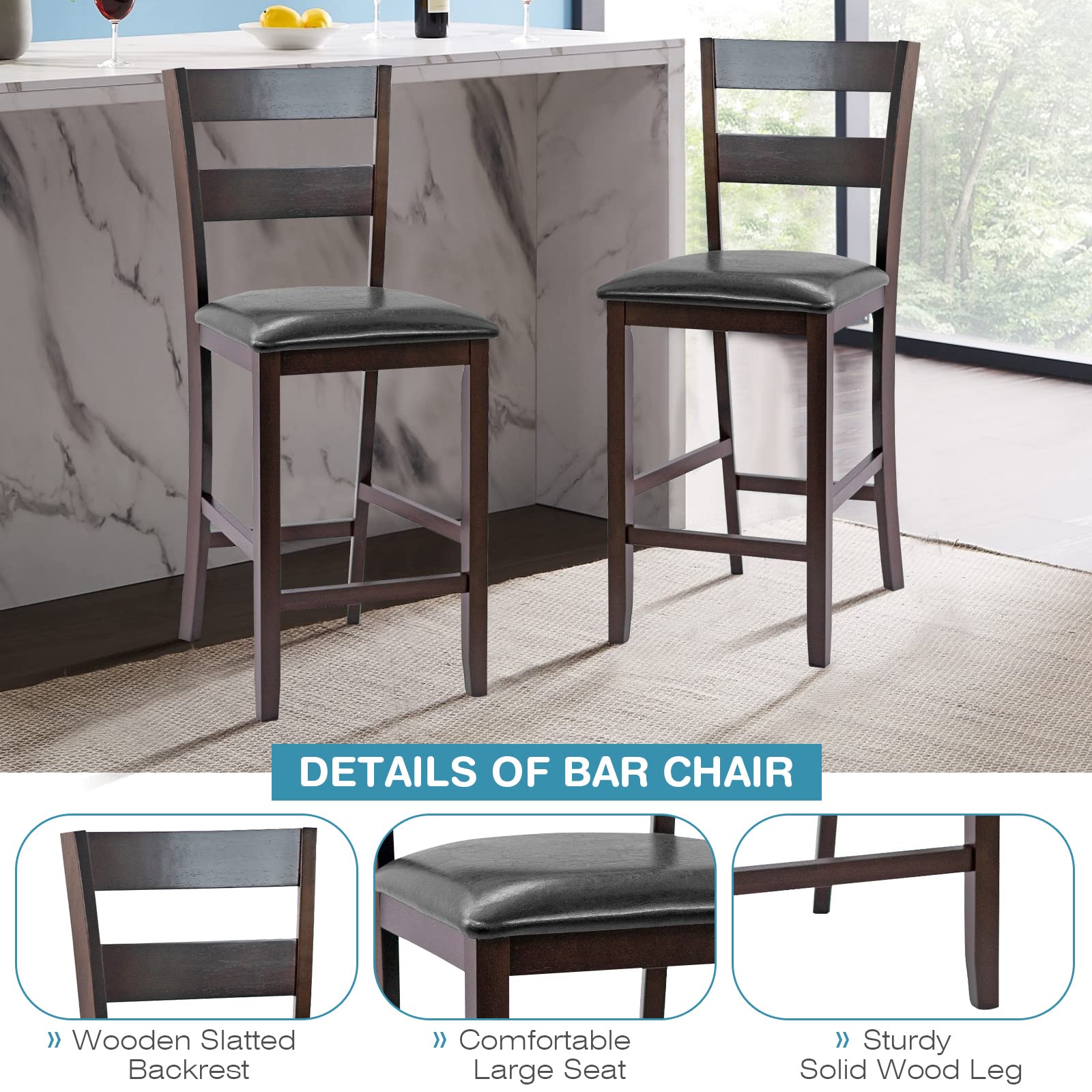 COSTWAY Set of 4 Bar Stools - 25