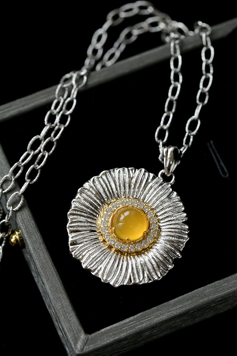 Buccellati Inspired Daisy Pendant Necklace - 18K Gold Plated Floral Jewelry for Women - Perfect for Weddings, Anniversaries & Everyday Elegance