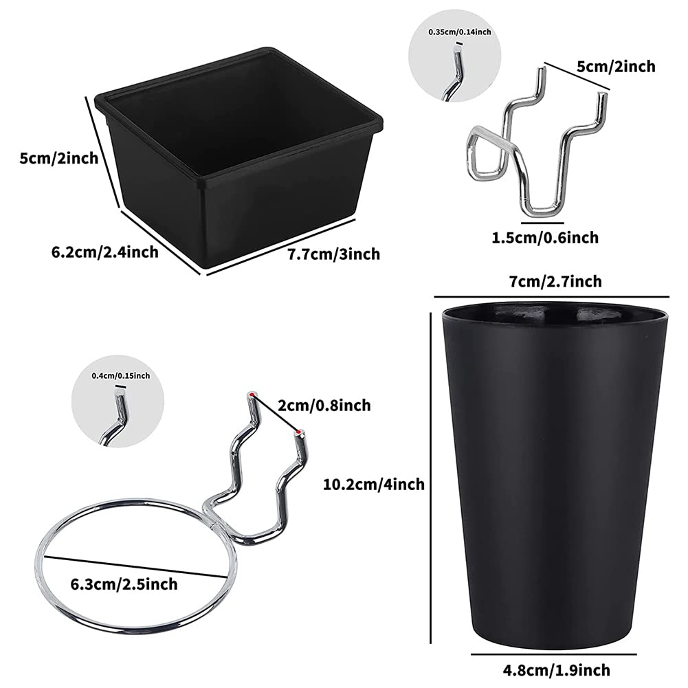 Ieegkit 6 Sets Plastic Storage Bins with Hooks - Hanging Organizer Cups for Car, Kitchen, Bathroom & Office - Perfect for Cup Holders, Keys, Utensils & Small Items
