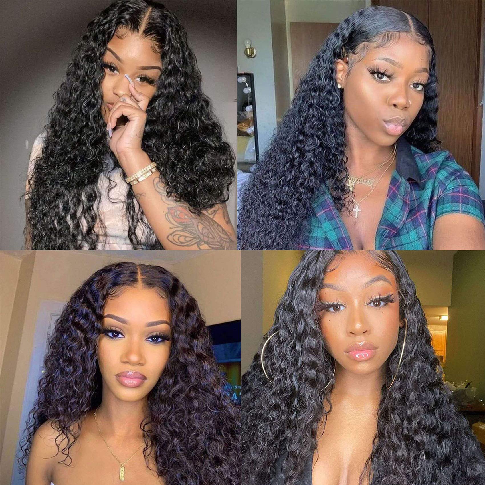 20 Inch Glueless Water Wave Lace Front Wig - 100% Brazilian Virgin Human Hair with Baby Hair | Natural Deep Water Wave Curly Lace Frontal Wigs for Black Women | Perfect for Daily Wear, Parties & Special Occasions