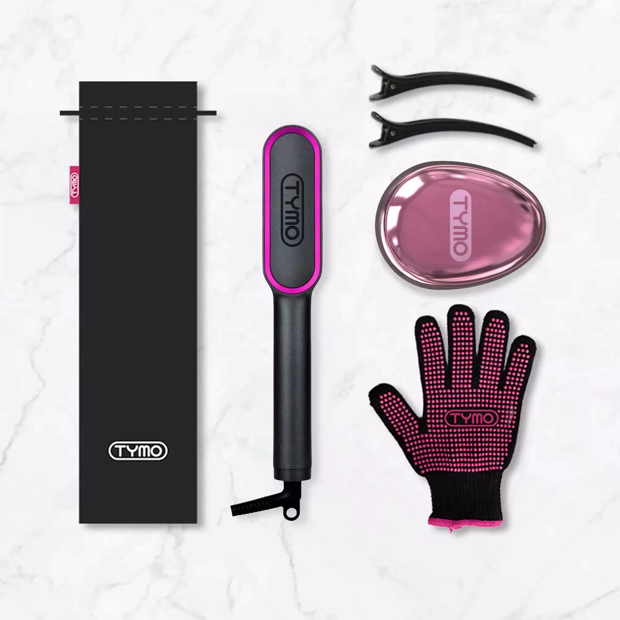Tymo Hair Straightening Comb - Ionic Ceramic Flat Iron Brush for Smooth & Shiny Hair - Perfect for Home Use, Travel & Salon Styling