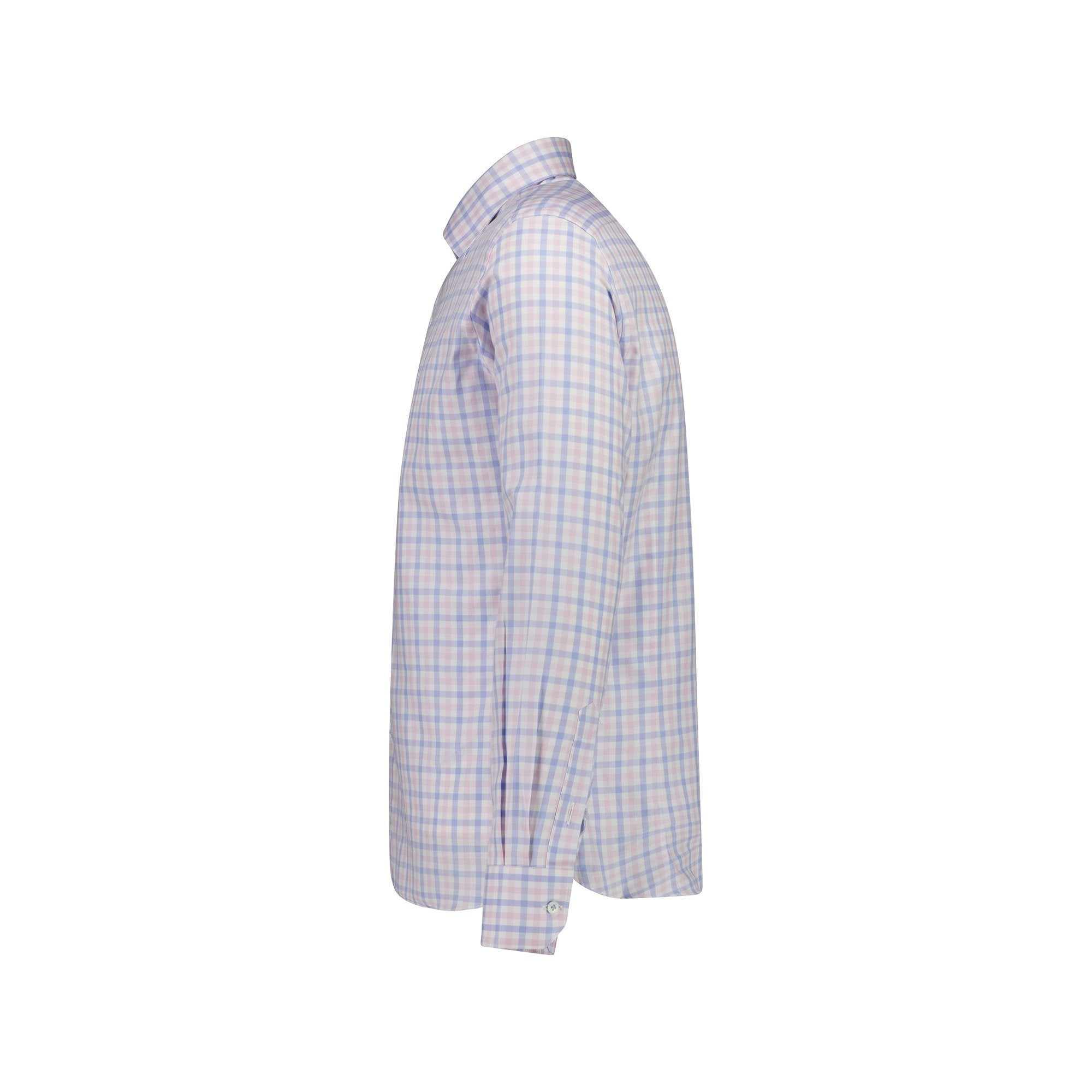 Elegant Checkered Shirt for Men - Light Blue & Pink Plaid Casual Button Down Shirt - Perfect for Office, Date Night & Weekend Outings
