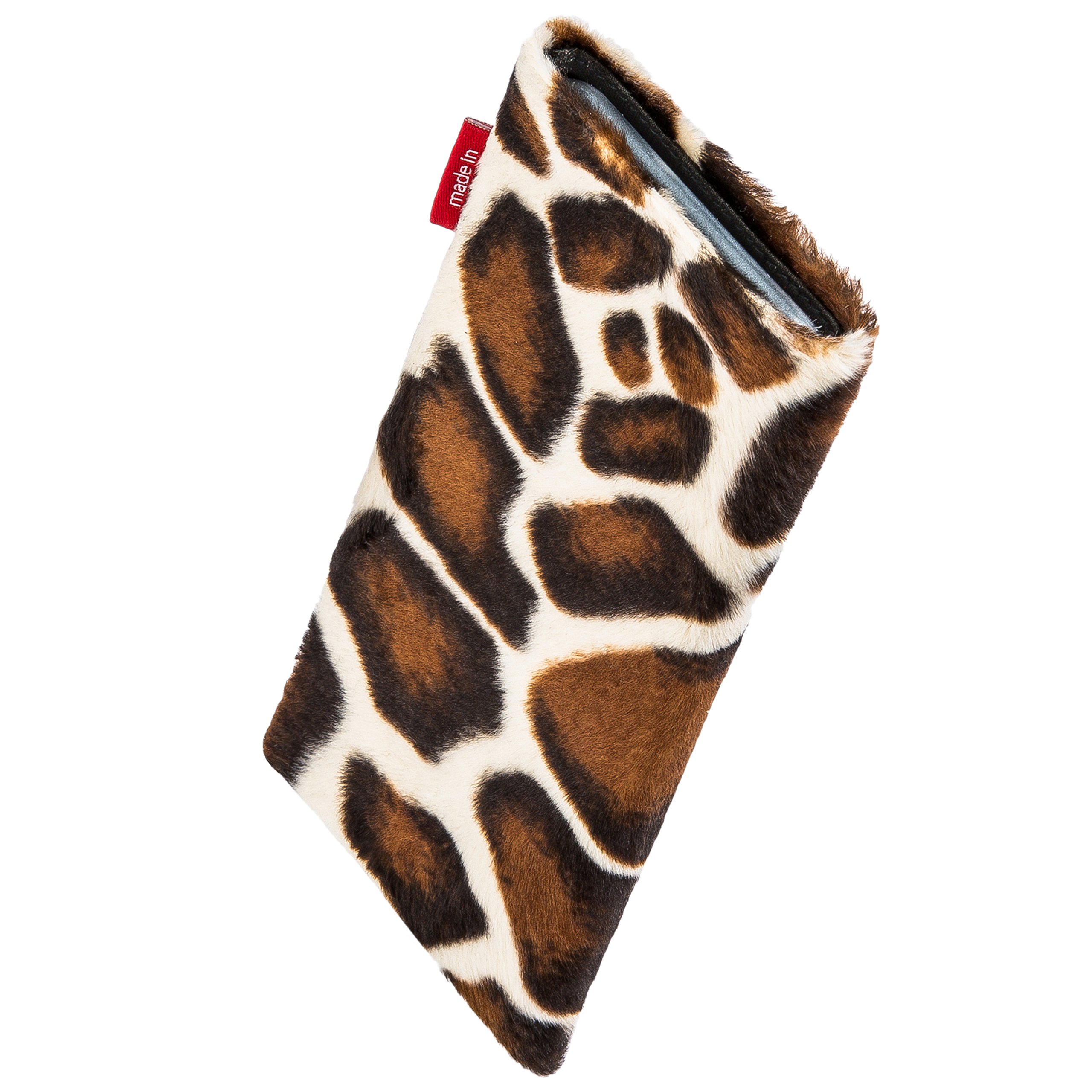 Premium Giraffe Print Custom Fit Sleeve Case for Samsung Galaxy S22 Ultra - German-Made Faux Fur Pouch with Microfiber Lining (Display Cleaning) - Perfect for Travel, Office & Everyday Protection