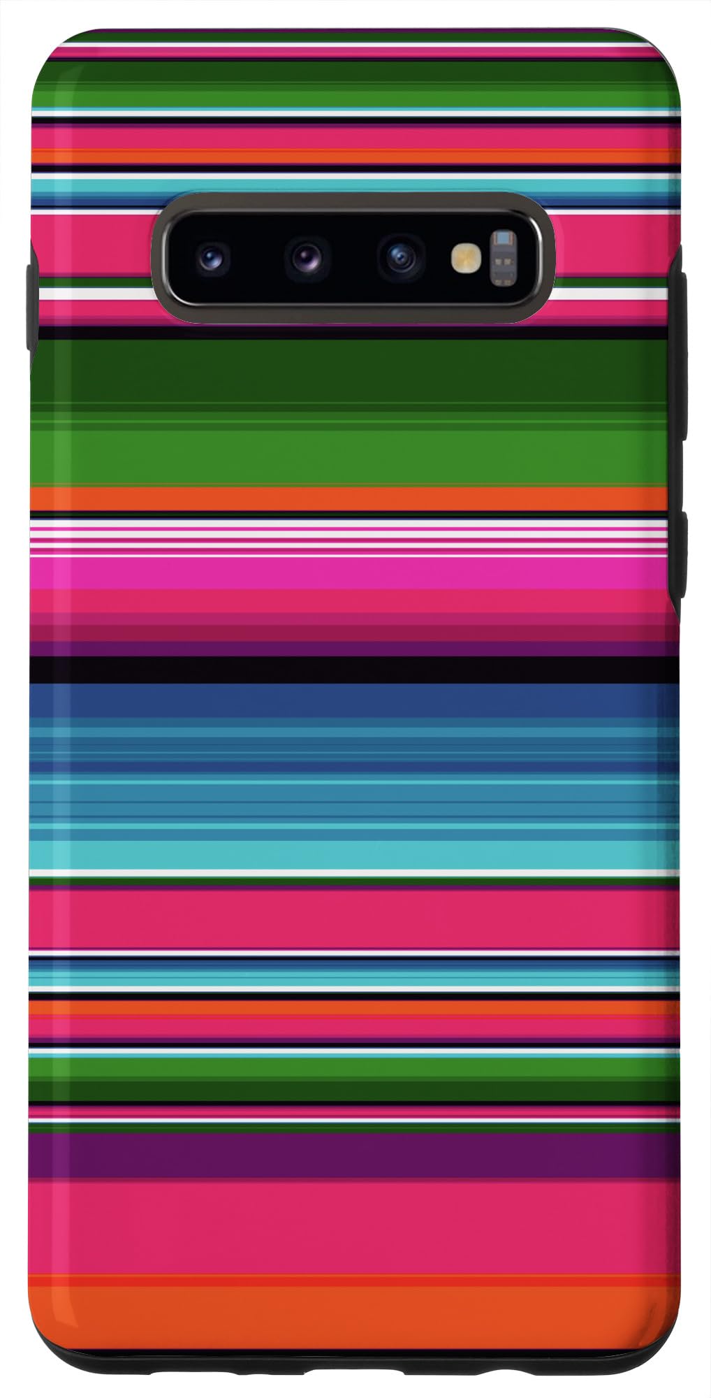 Galaxy S10+ Case - Mexican Serape Blanket Design with Pink & Green Stripes, Stylish & Durable Phone Cover for Everyday Use, Travel, and Outdoor Adventures