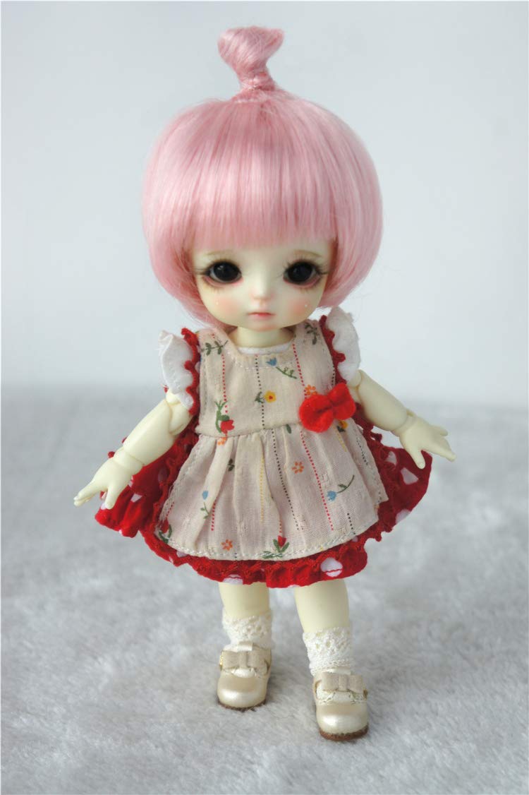 5-6inch BJD Doll Wigs - Yellow Mohair for 1/8 Lati Dolls (Pink) - Perfect for Doll Makeovers