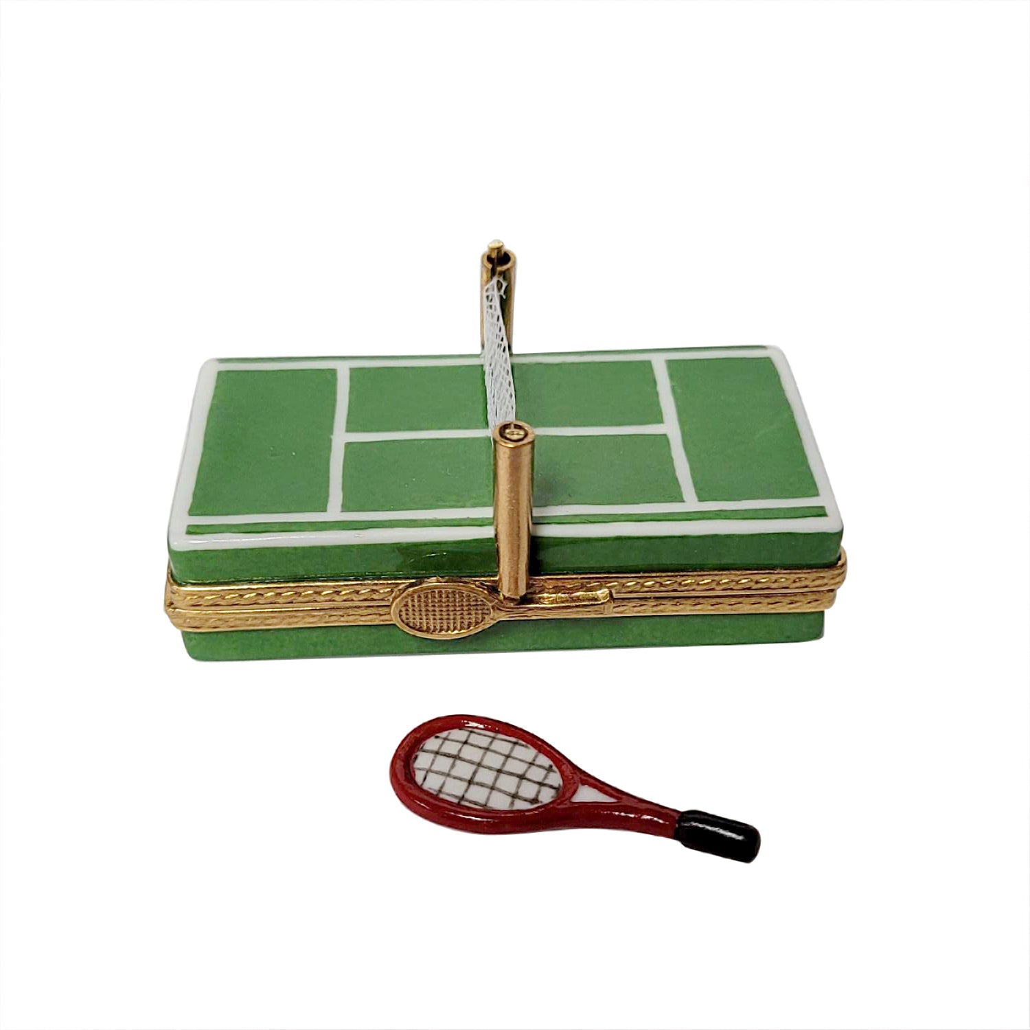 Premium Limoges Porcelain Tennis Court Figurine - Elegant Collectible for Tennis Lovers & Home Decor | Perfect Gift for Players, Coaches & Sports Enthusiasts