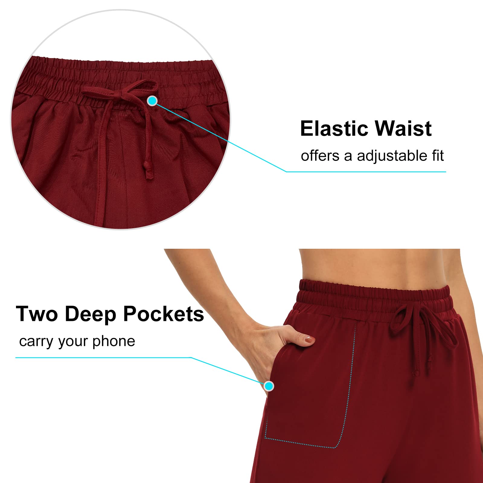**DIBAOLONG Women's Capri Pants - Loose Yoga Pants with Wide Leg, Drawstring & Pockets - Comfy Lounge, Pajama & Sweatpants for Yoga, Workout & Relaxation at Home**