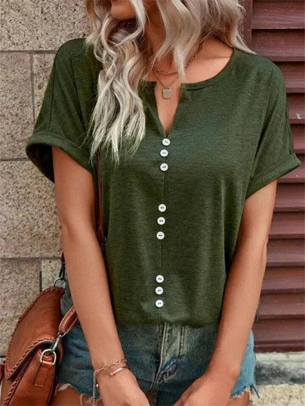 Women's Knitted Casual V-Neck Top - Soft Comfortable Pullover Sweater for Everyday Wear, Office & Outings