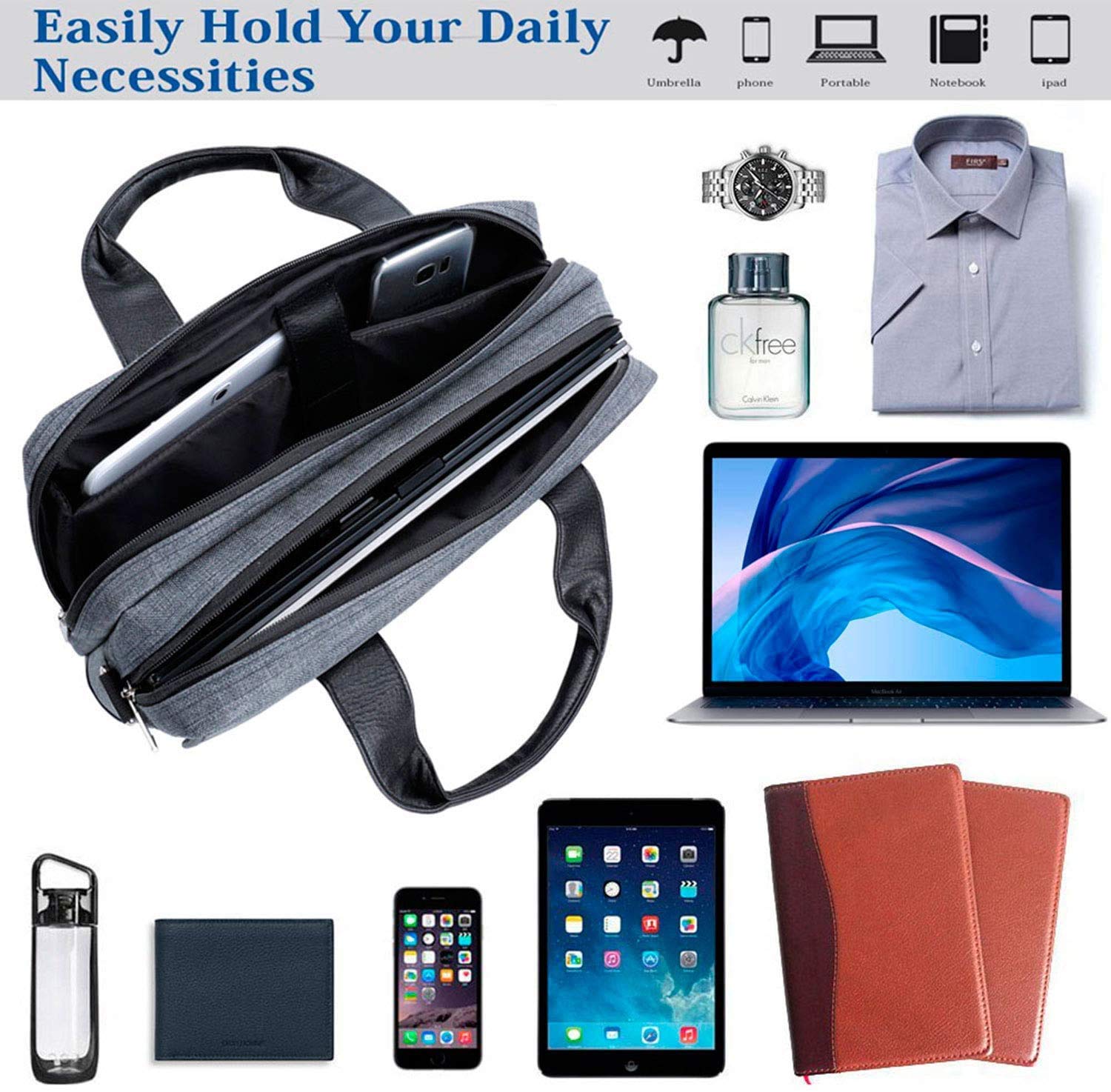 Premium Laptop Shoulder Bag for 12 Inch MacBook & Surface Pro (X/7/6/4/3) - Lightweight & Durable Business Travel Bag for Work, School & Commuting