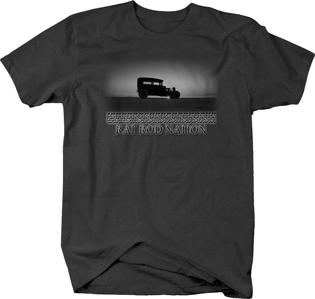 Vintage Rat Rod Nation Custom Model Bucket Salt Flats Racing T-Shirt for Men - Black | Retro Car Enthusiast Apparel for Car Shows & Casual Wear