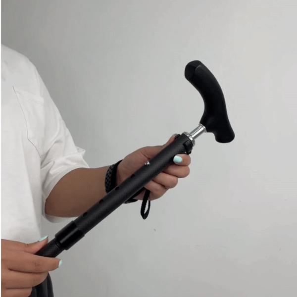 Foldable Carbon Fiber Walking Cane - Lightweight Adjustable Mobility Cane for Seniors & Adults - Perfect for Travel, Hiking & Everyday Support